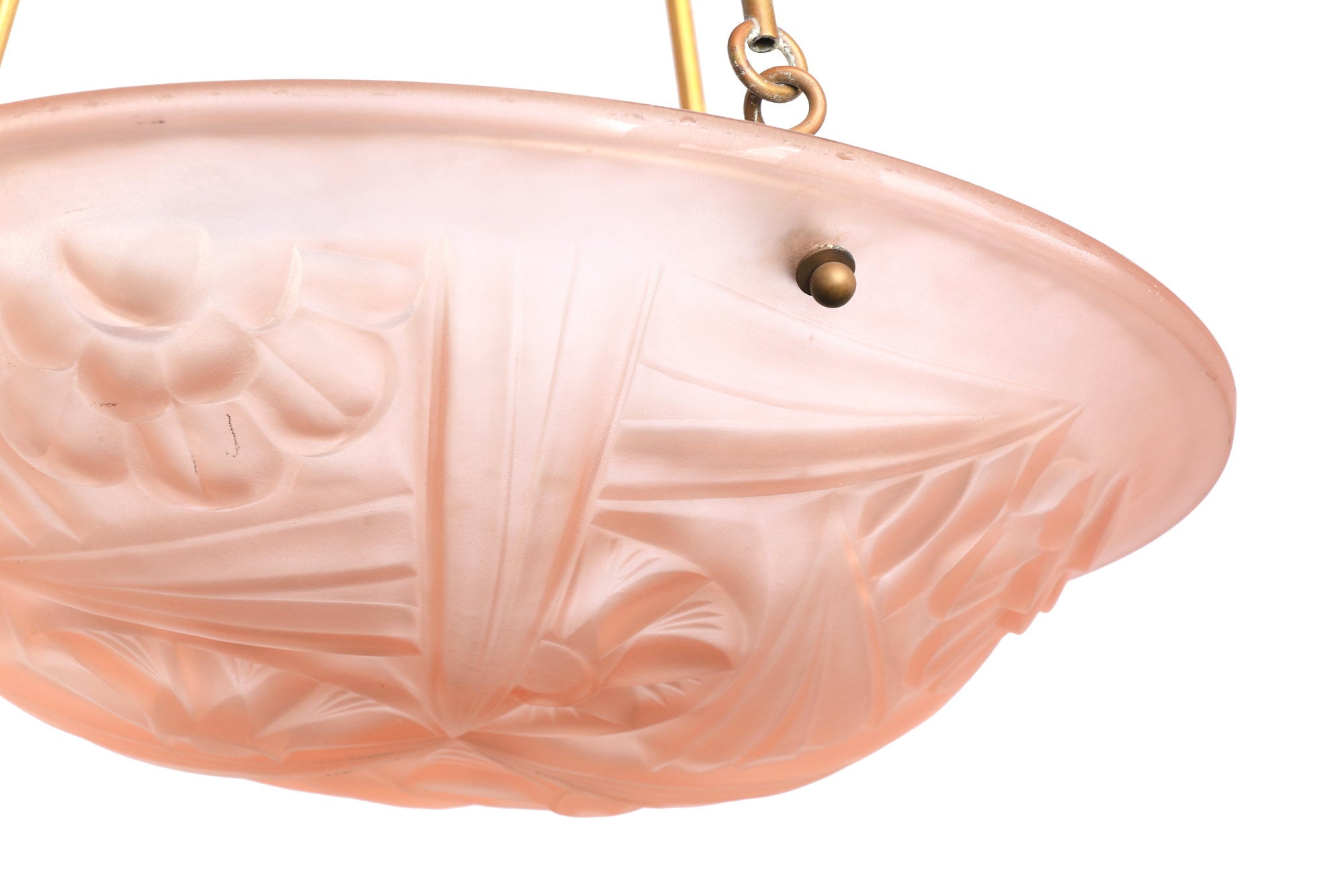 Art Deco pink iced crystal chandelier