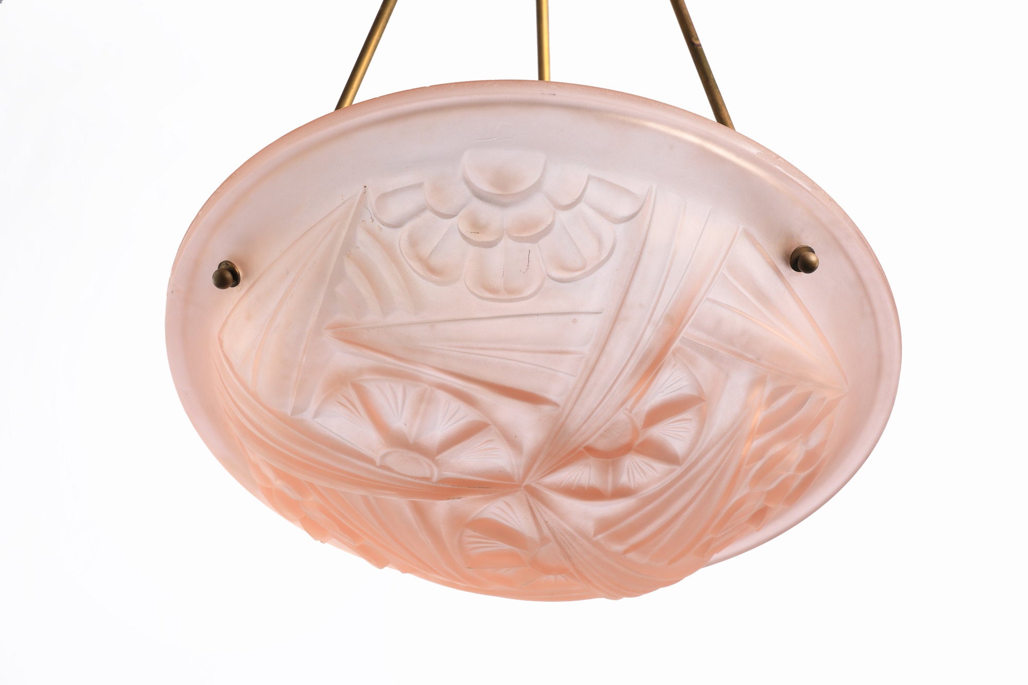 Art Deco pink iced crystal chandelier