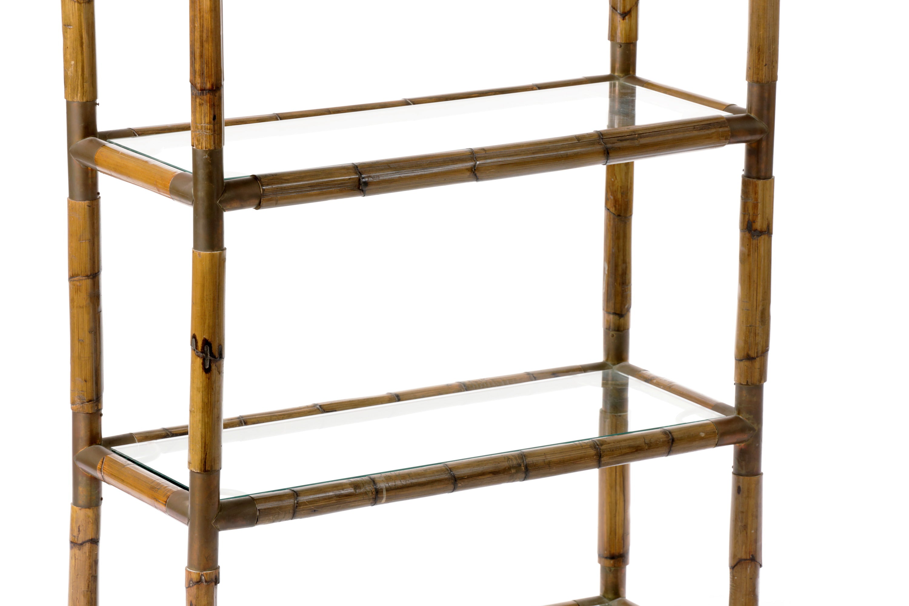 Bamboo and brass arch bookcase from the 70s