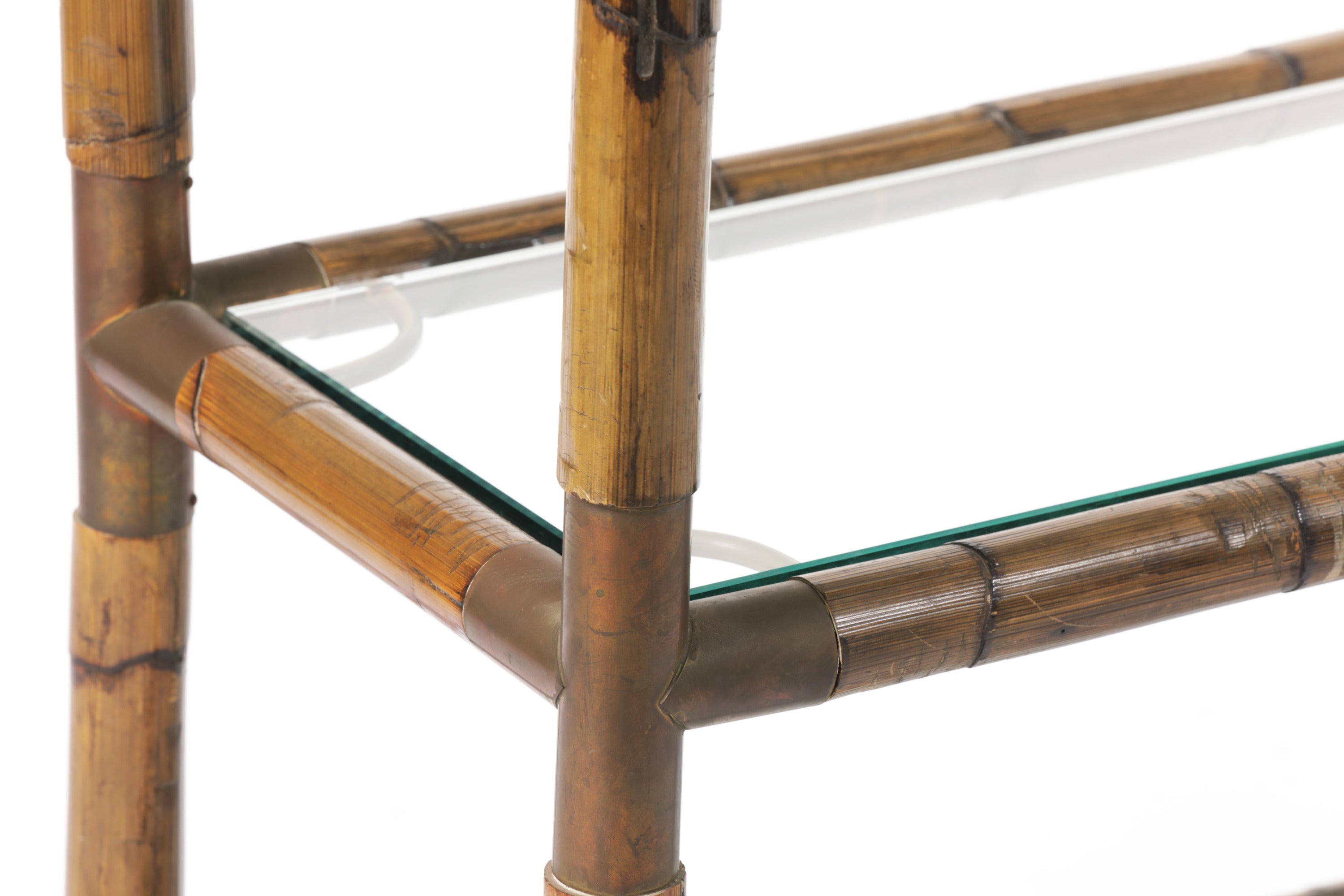 Bamboo and brass arch bookcase from the 70s