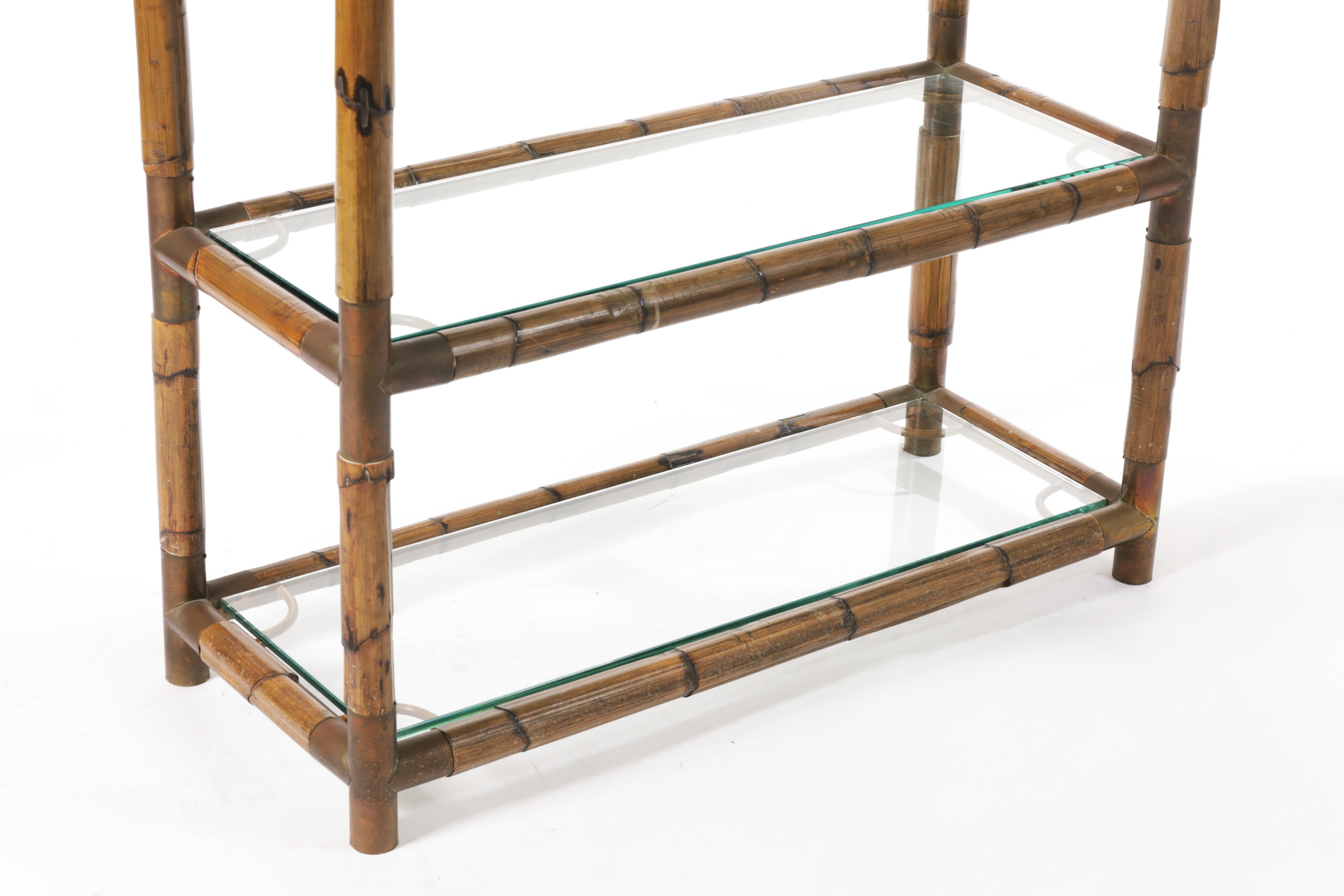Bamboo and brass arch bookcase from the 70s