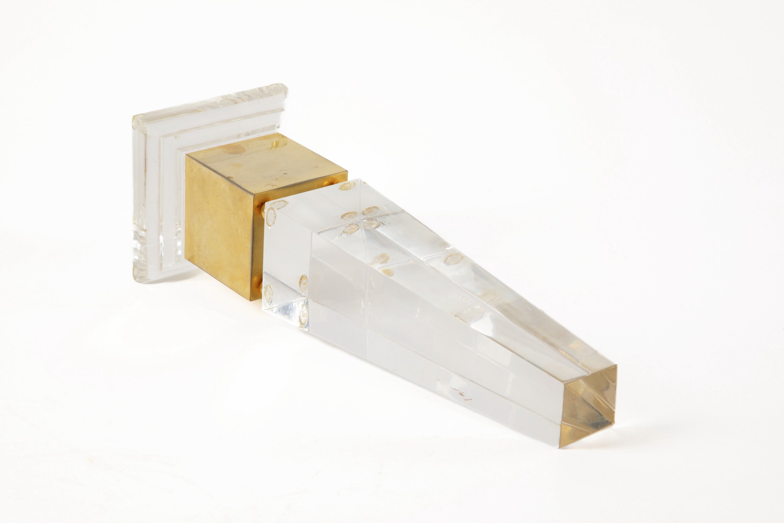 Plexiglass and brass obelisk from the 1970s