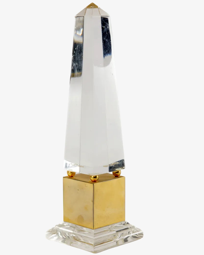 Plexiglass and brass obelisk from the 1970s