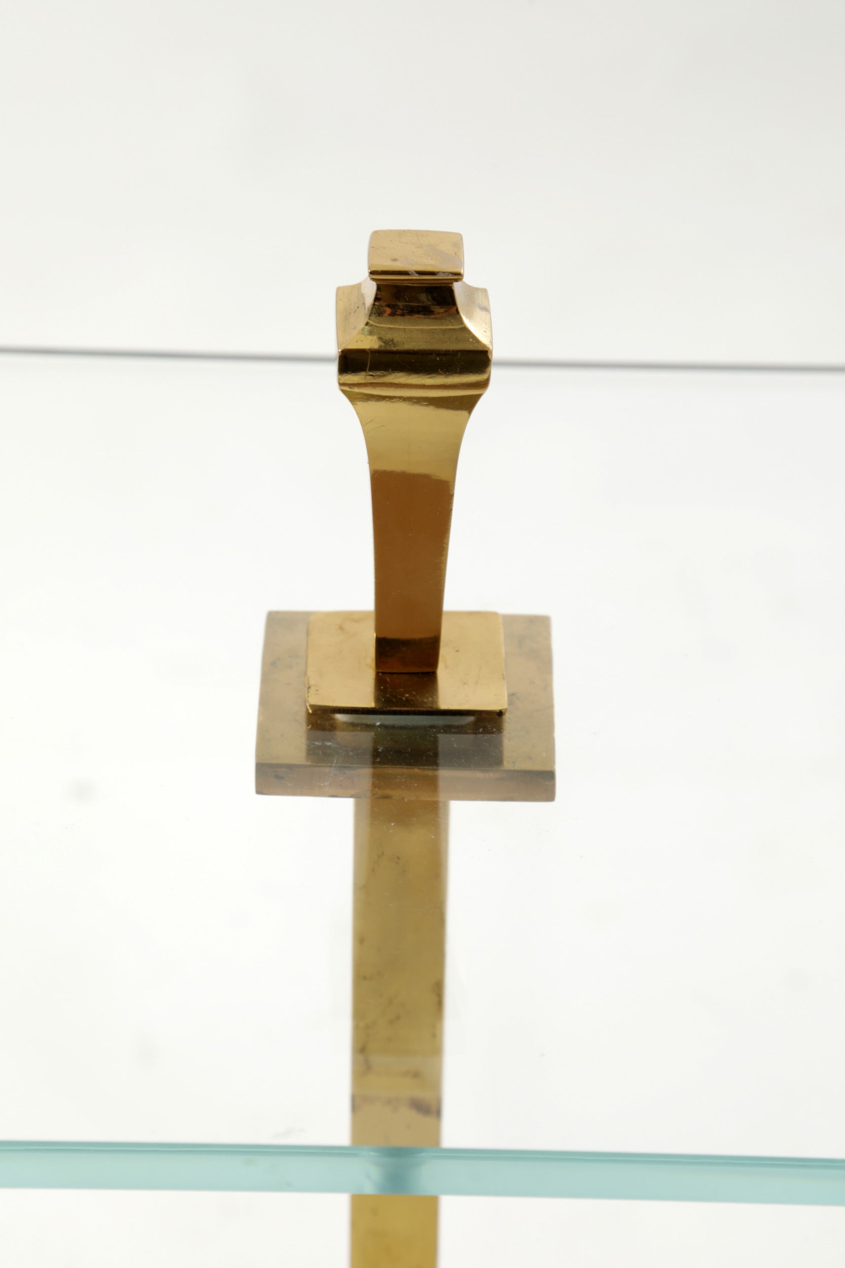 Small square brass and glass table from the 1970s