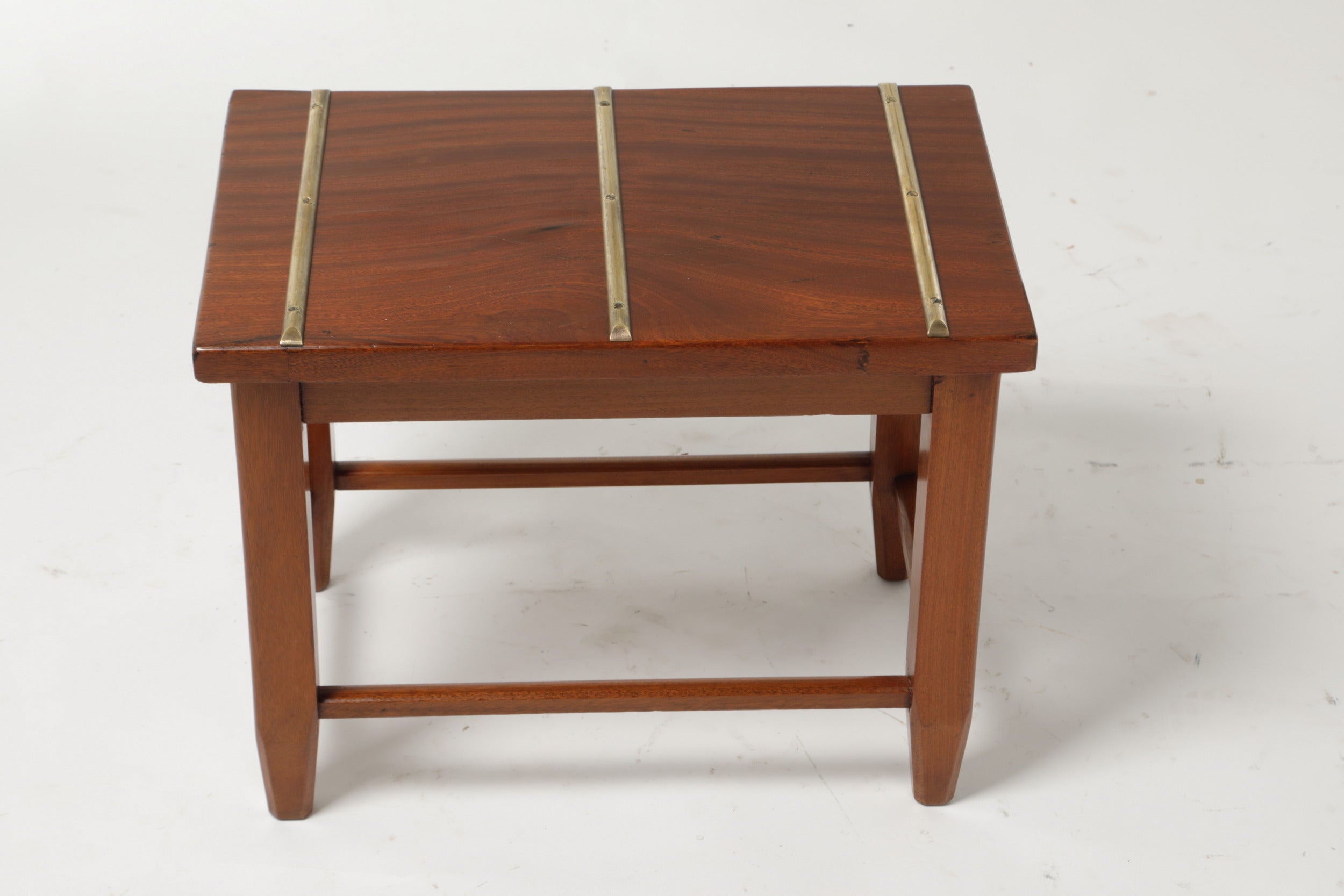 Small wooden and brass suitcase stand from the 1950s