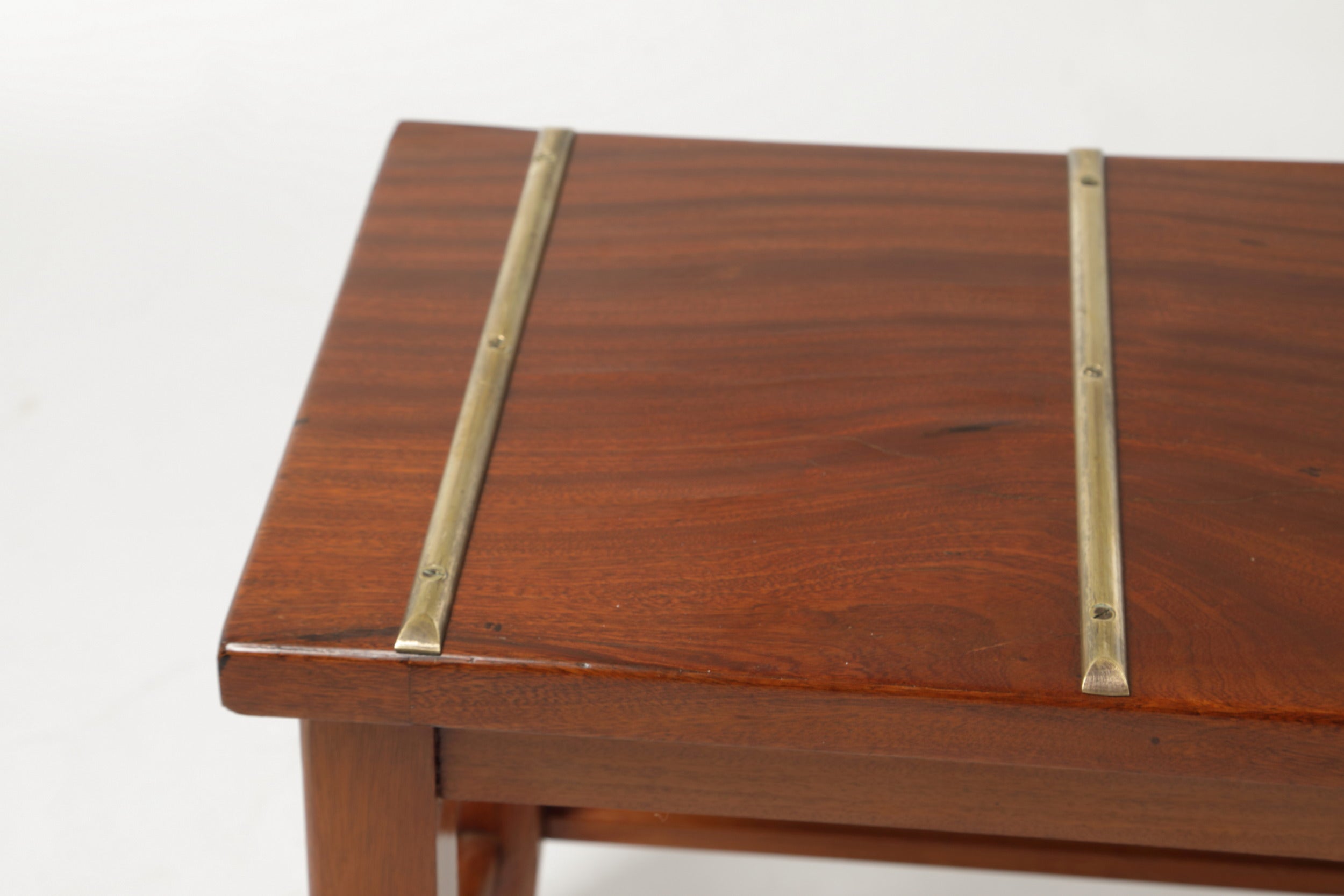 Small wooden and brass suitcase stand from the 1950s