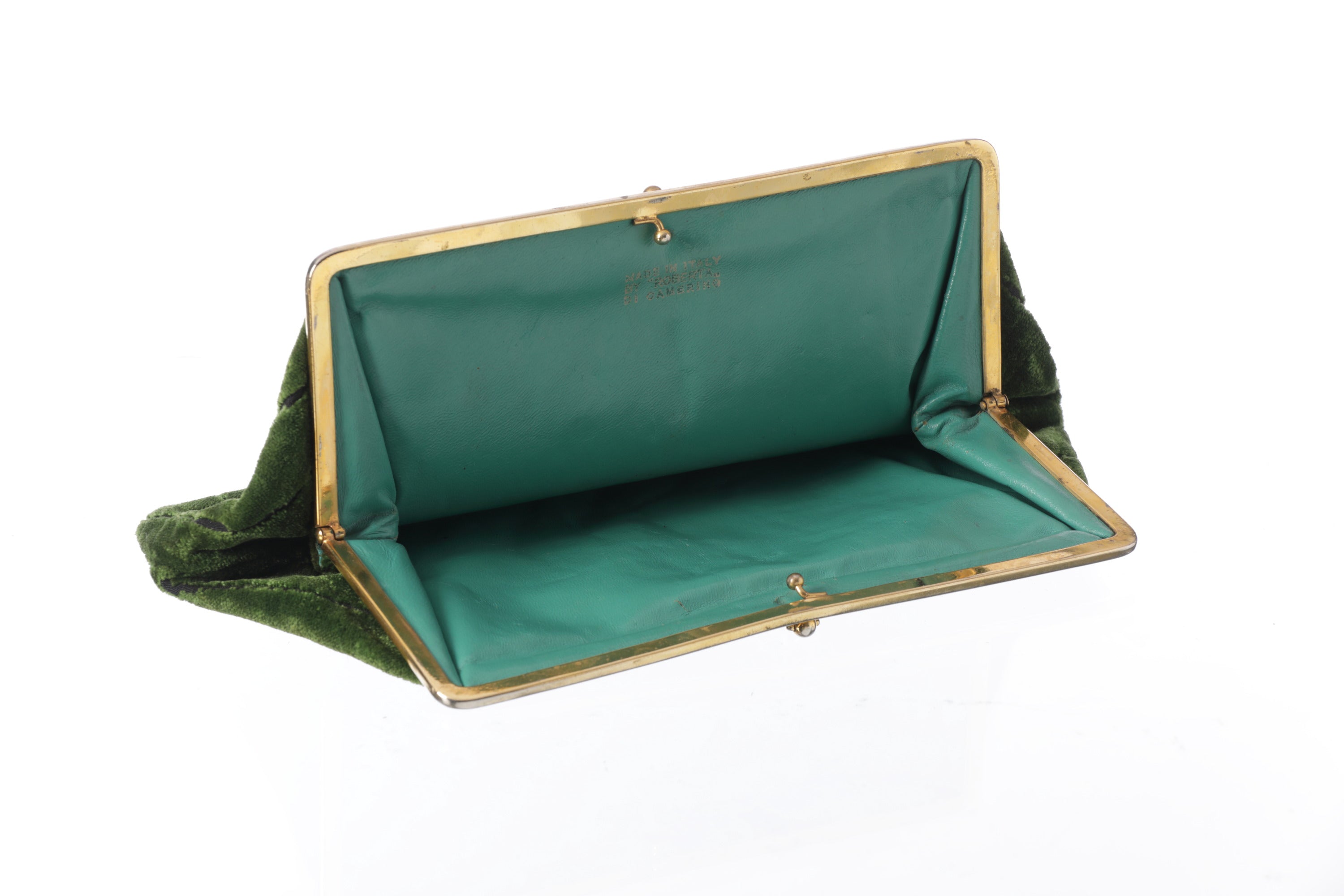 Roberta Di Camerino clutch bag with double green and black motif