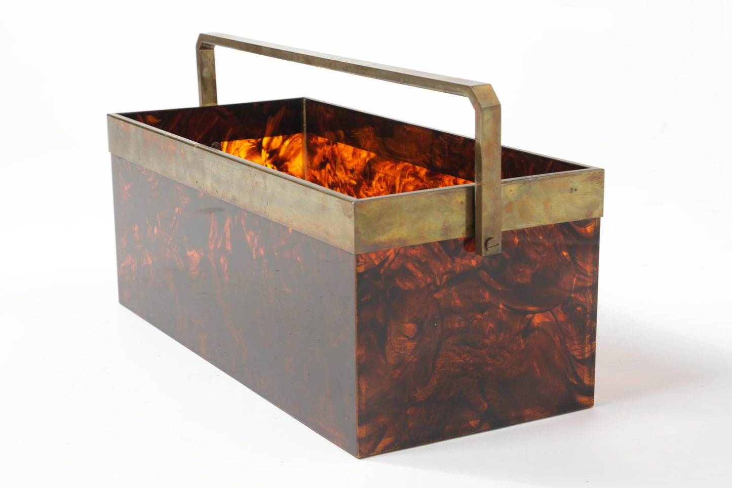 70's tortoise effect plexiglass magazine rack