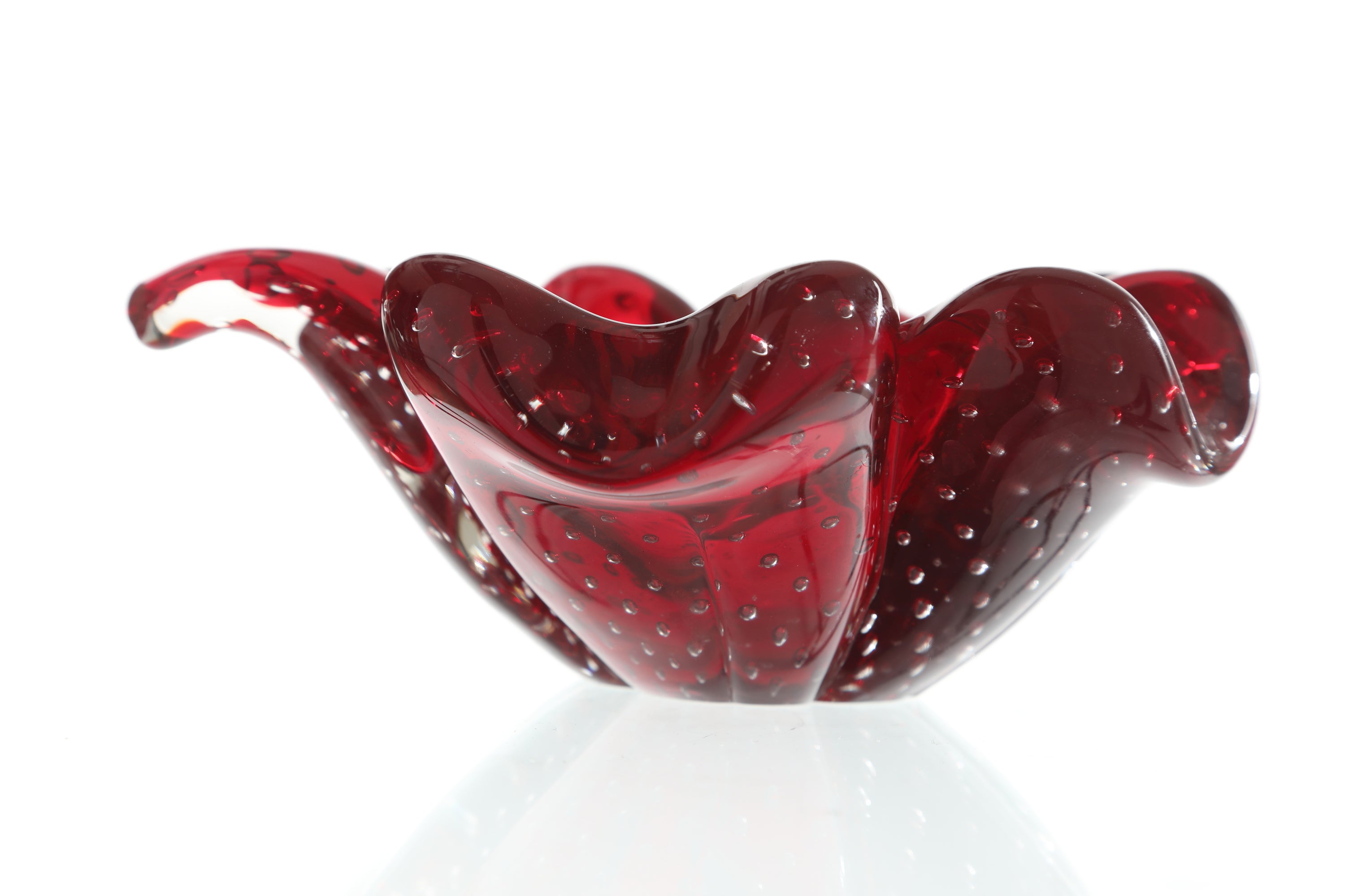 Ruby Murano glass ashtray from the 70s