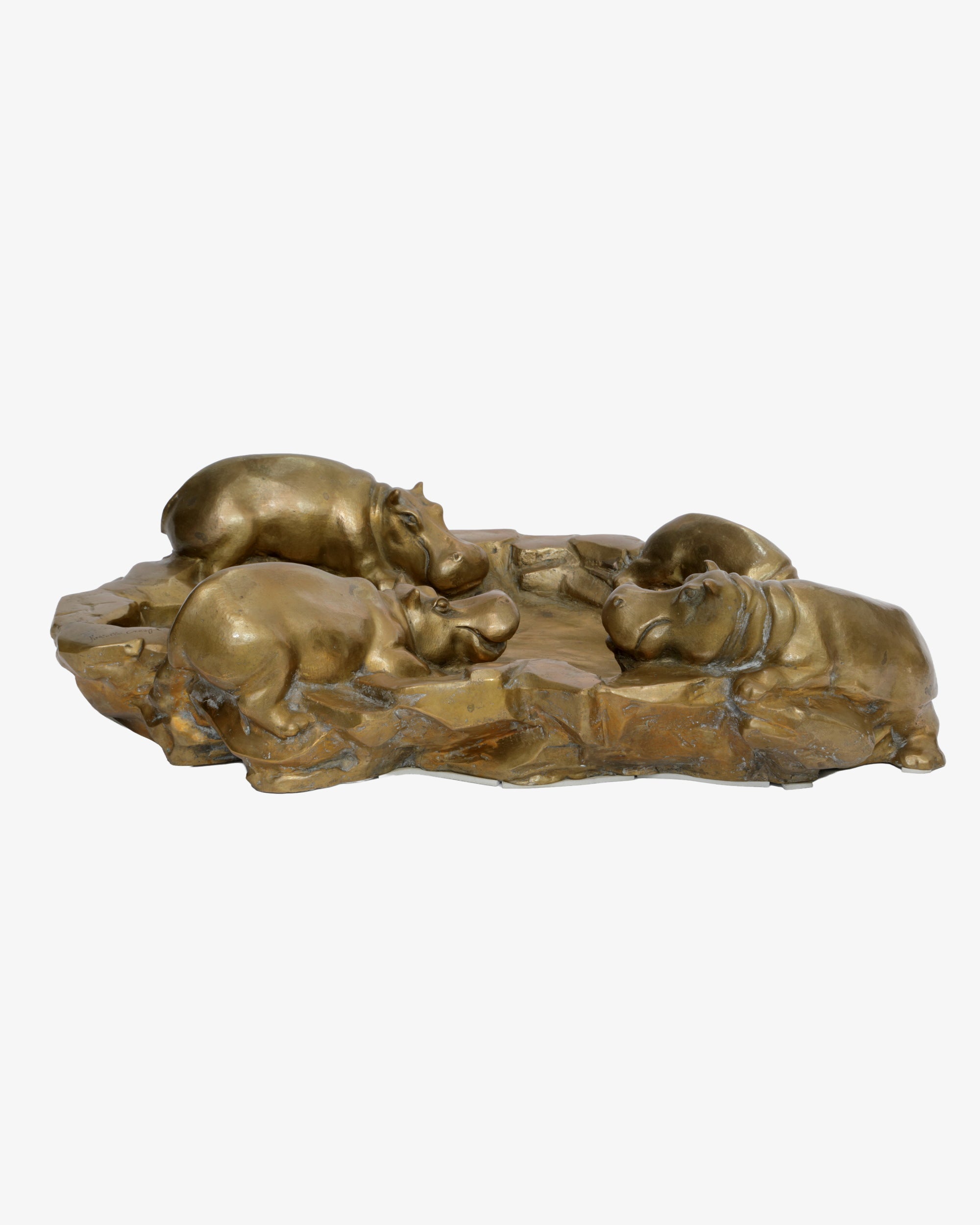 Rare Gabriella Crespi hippopotamus bathtub model centerpiece, circa 1973