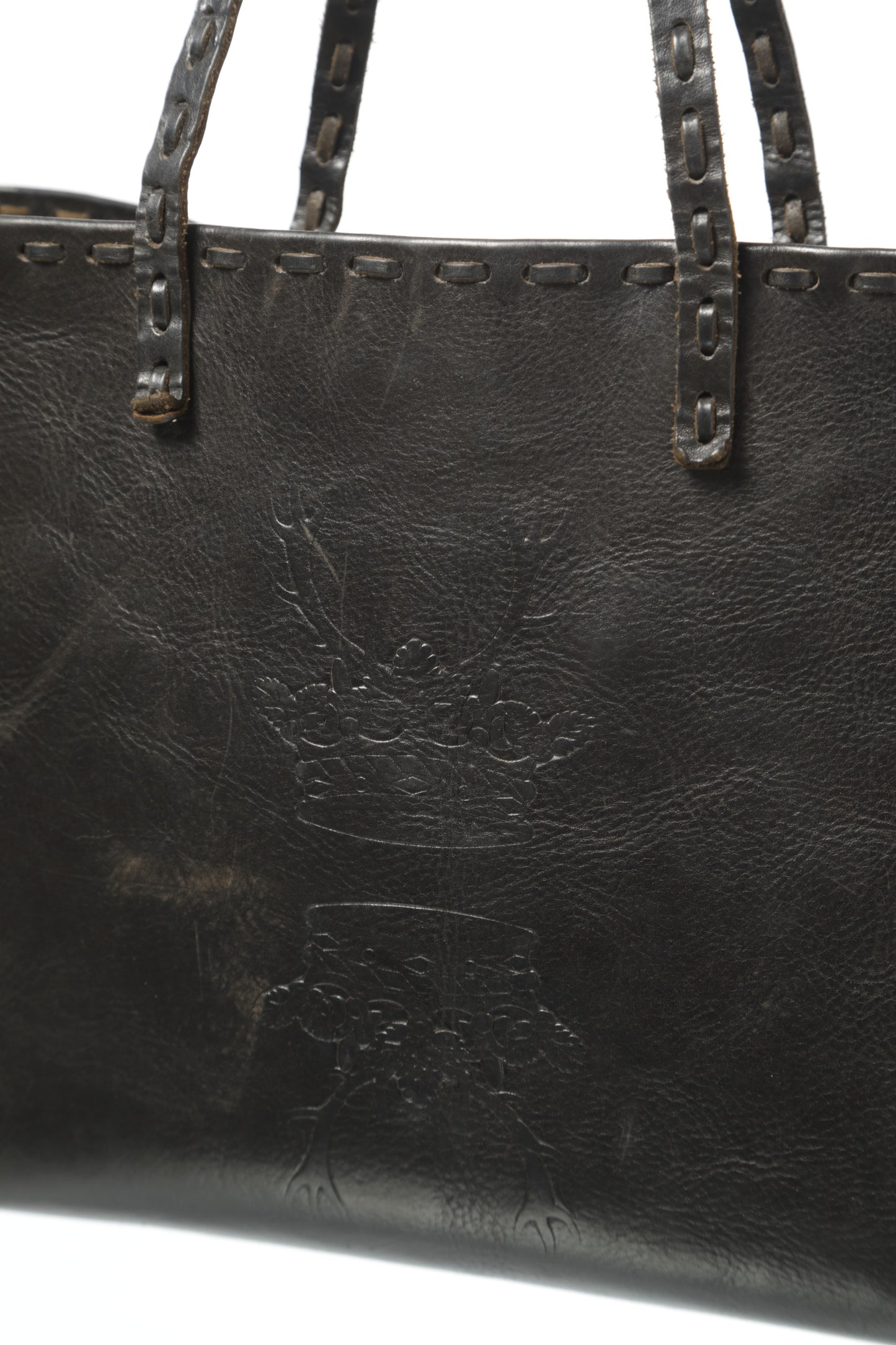 Fendi rollbag bag with leather loop in the bag and on the handle, 90s deer relief