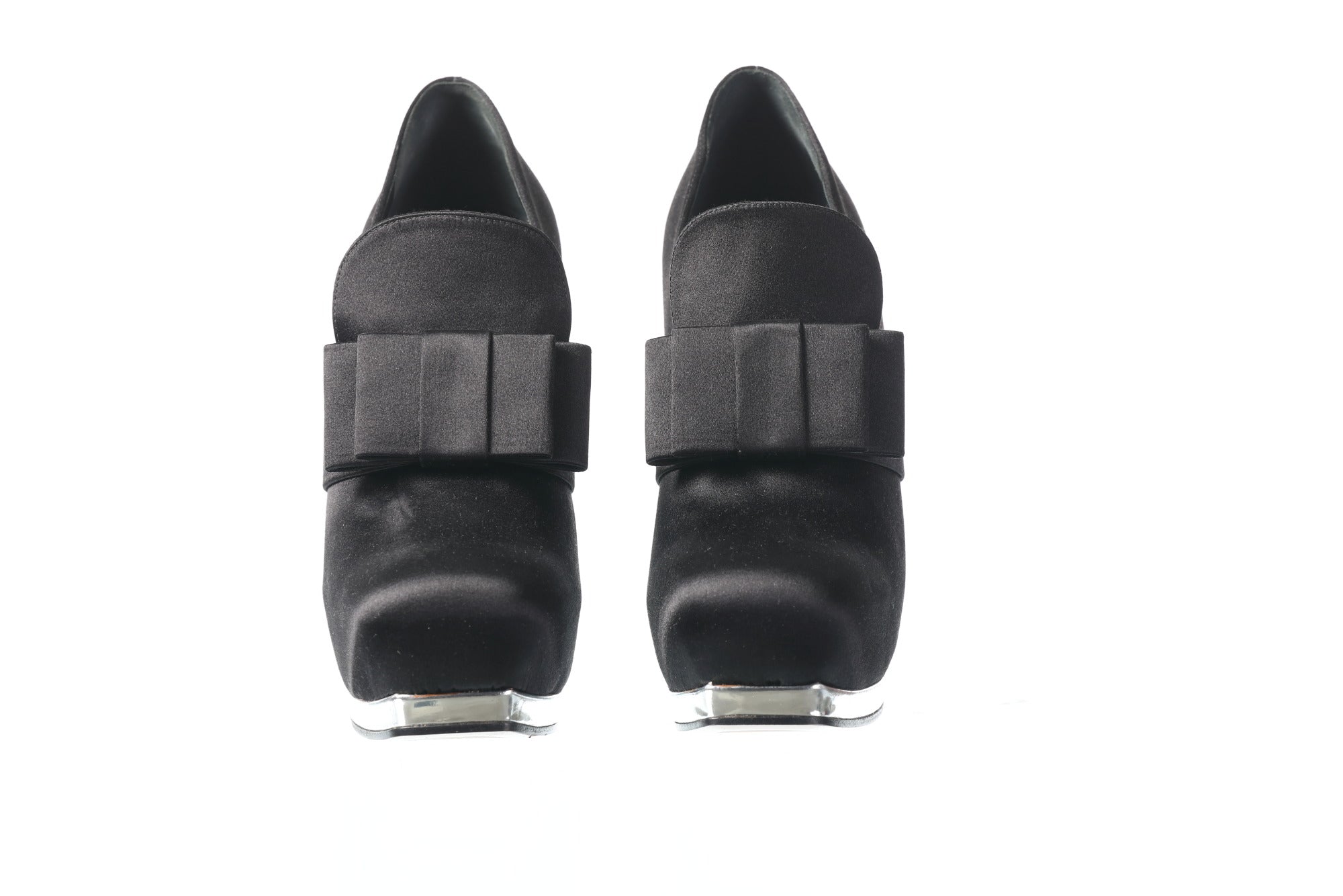 Miu Miu black satin moccasin shoes
