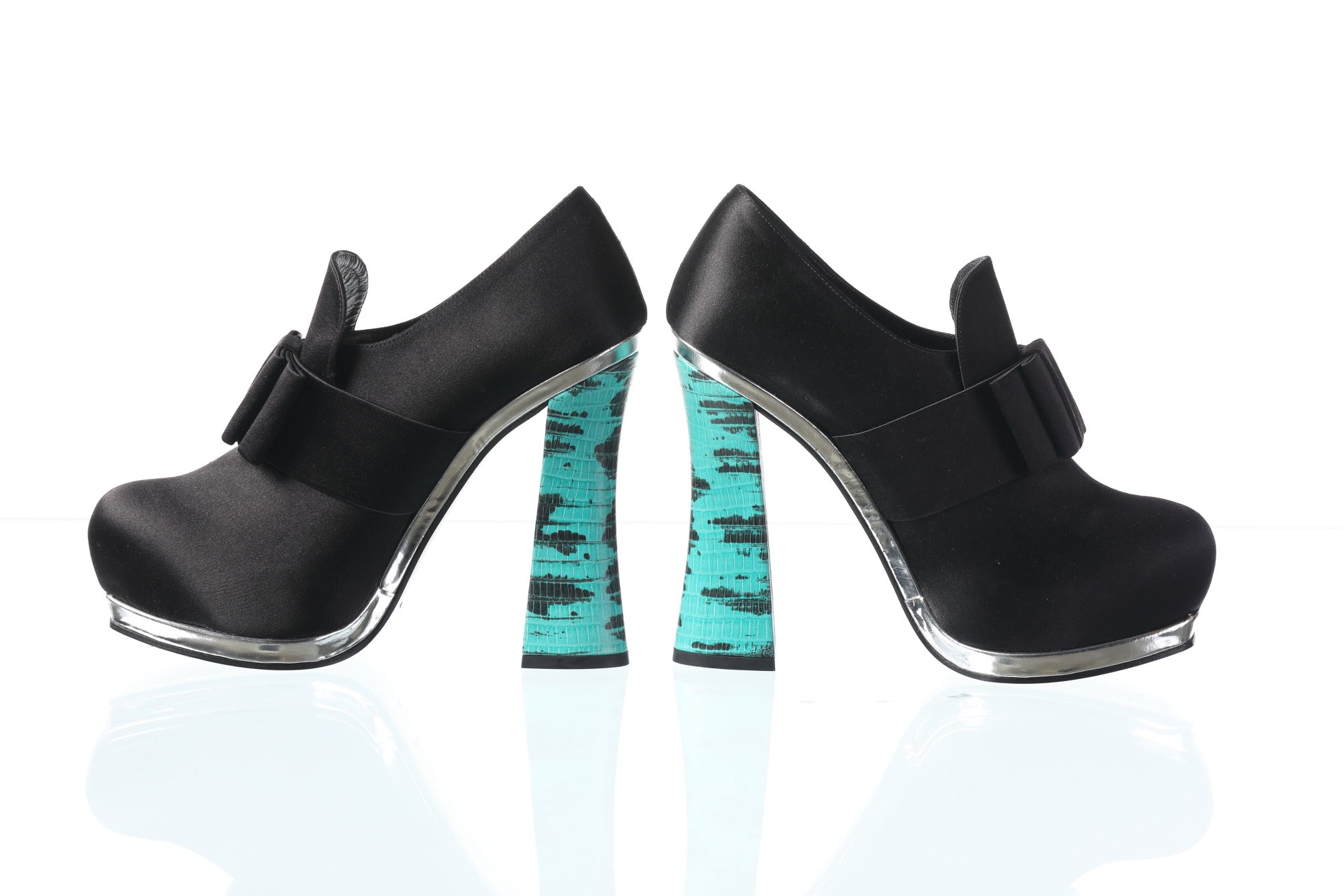 Miu Miu black satin moccasin shoes