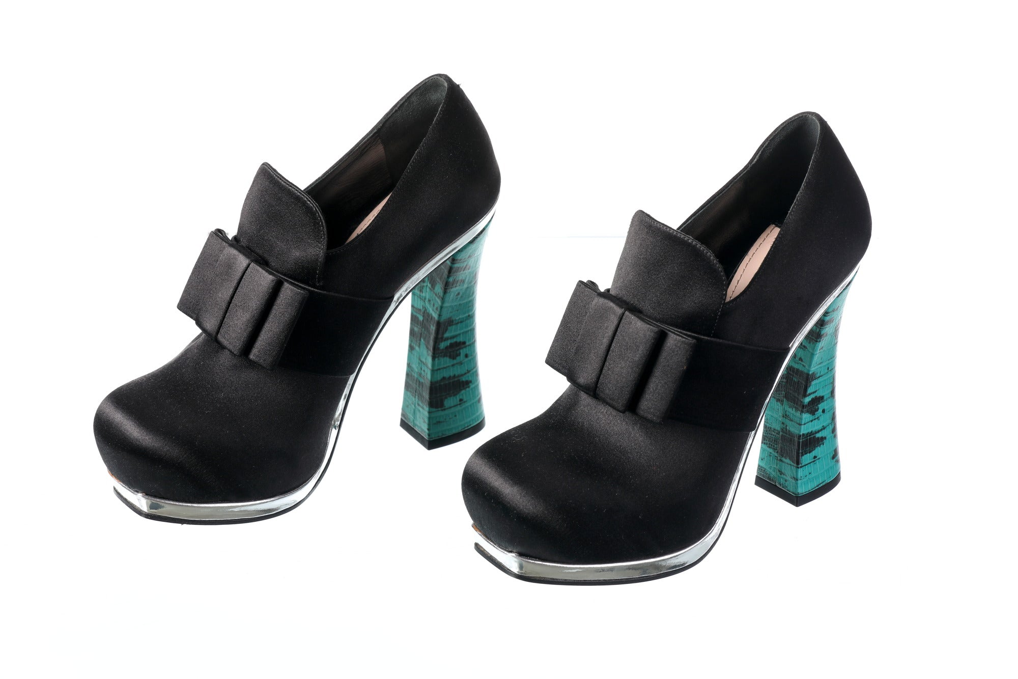 Miu Miu black satin moccasin shoes