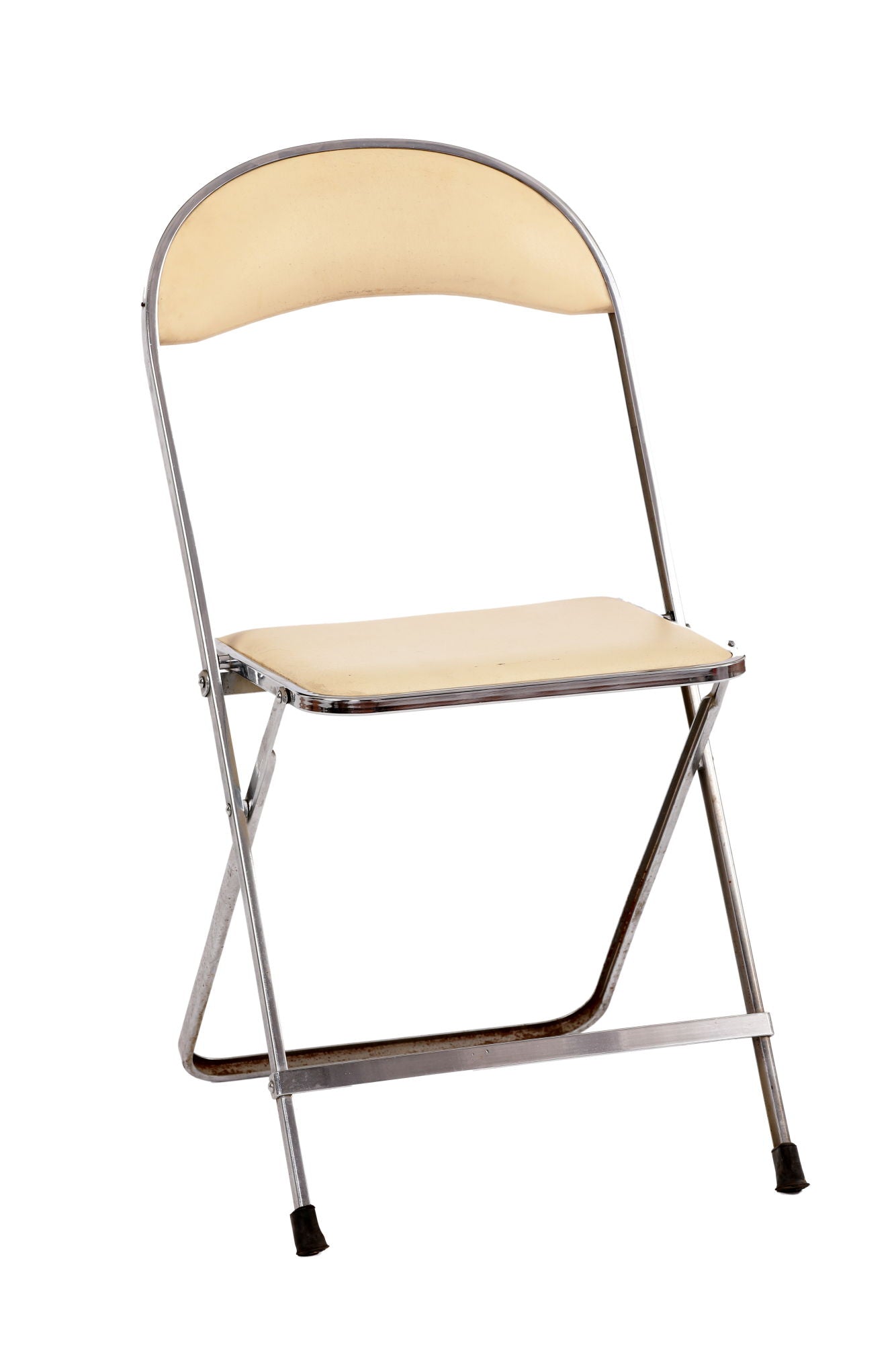 Six 70s steel and leather folding chairs