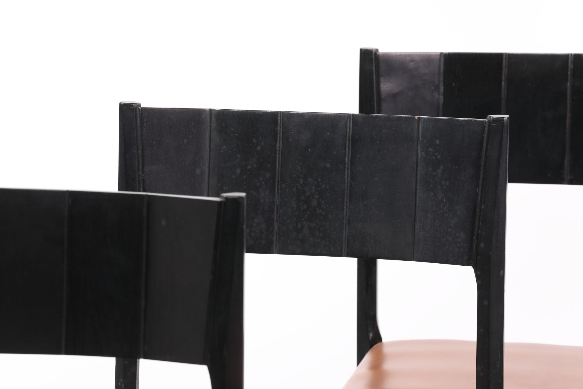 Vittorio Dassi chairs from the 50s in ebony and leather