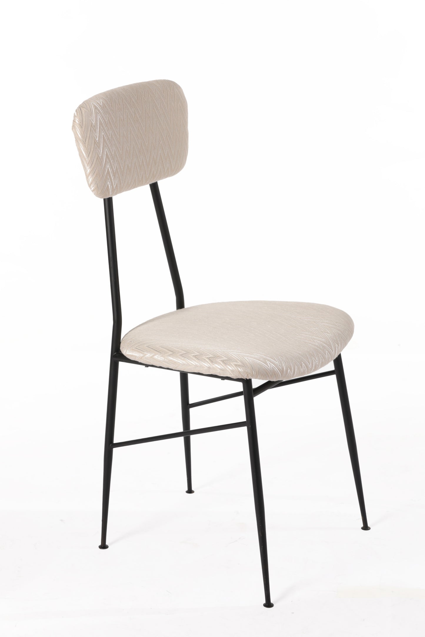 Six ivory herringbone fabric chairs reinterpreted by triplef
