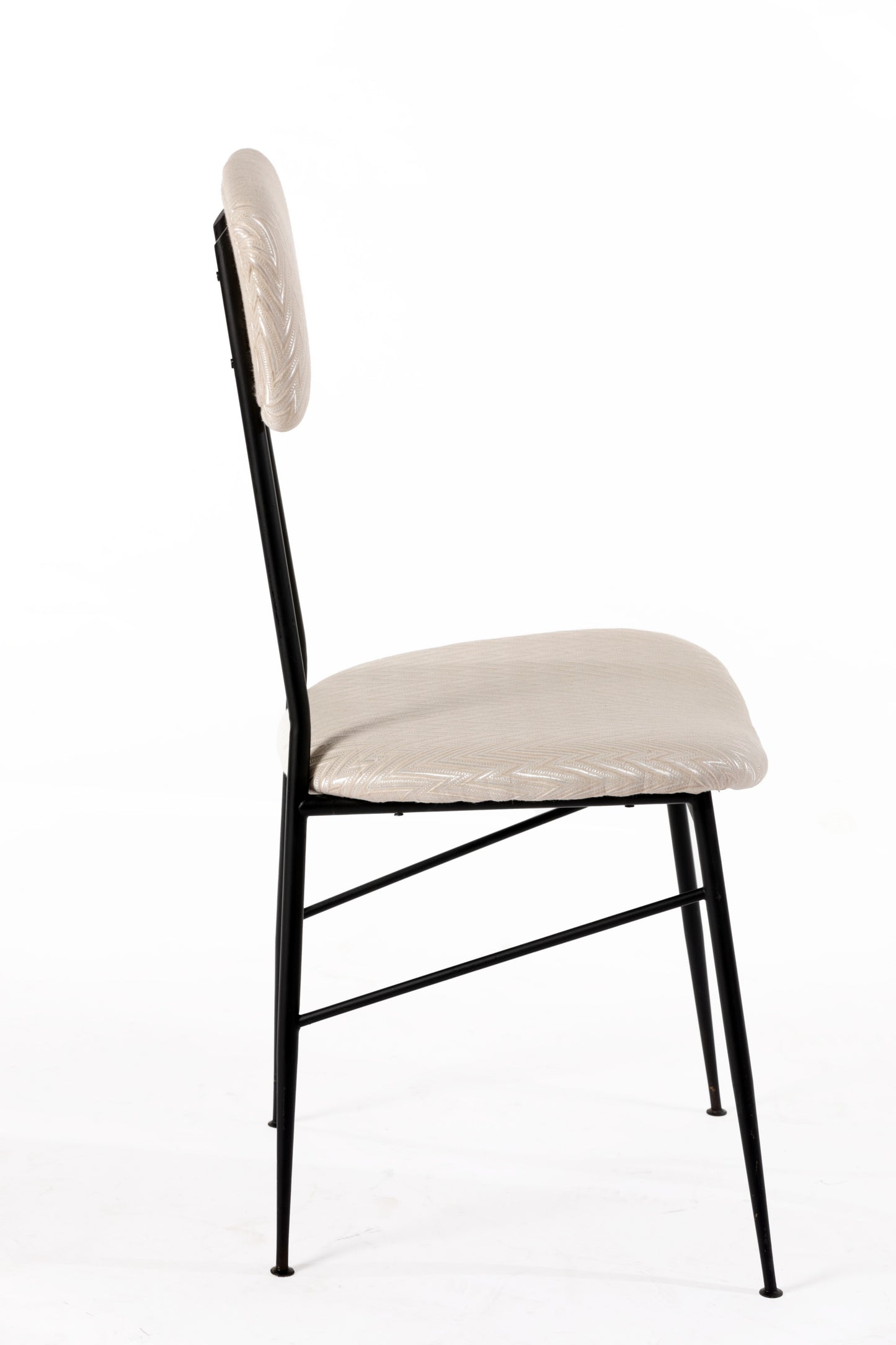 Six ivory herringbone fabric chairs reinterpreted by triplef