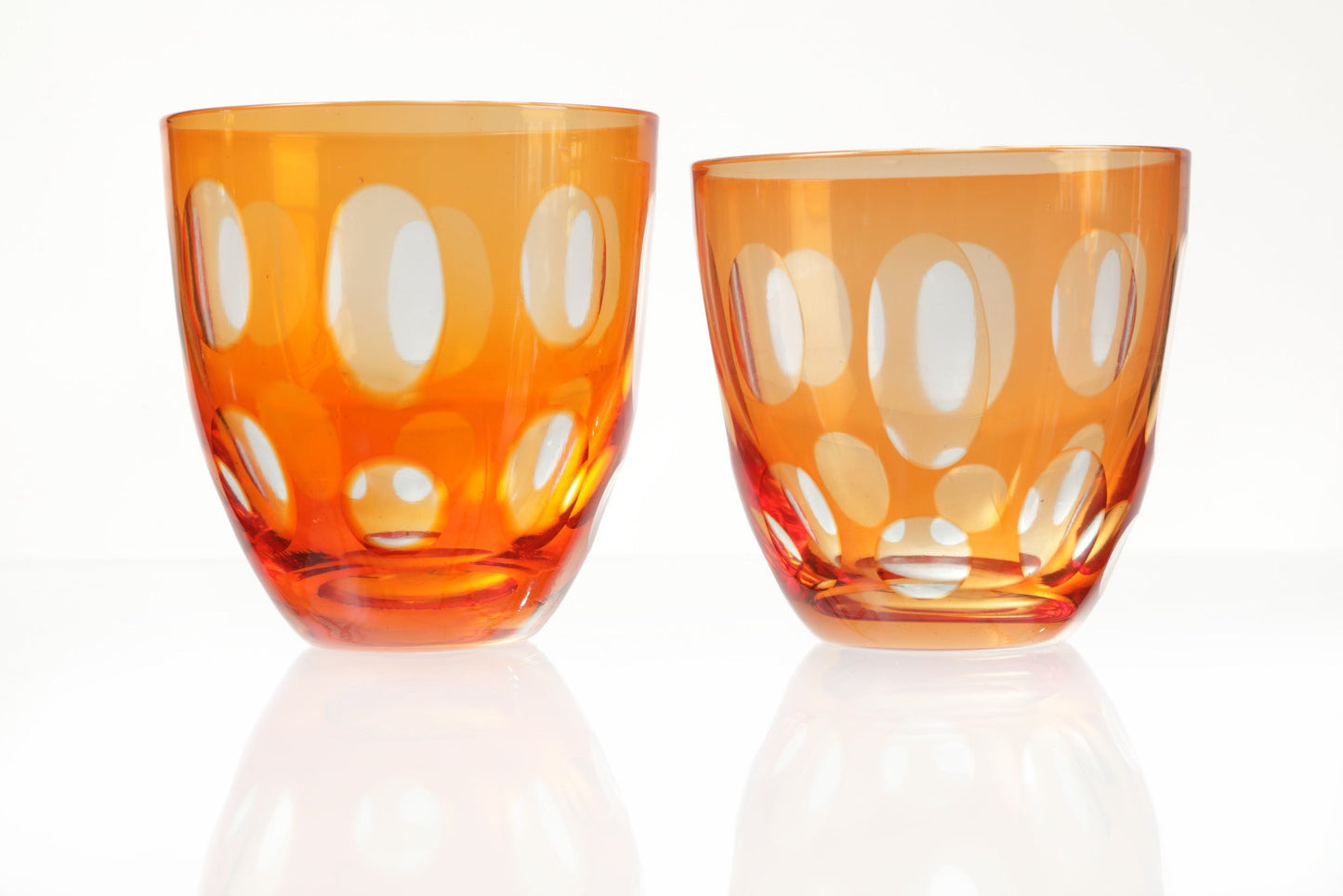 Servizio bicchieri cristallo arancione anni 60