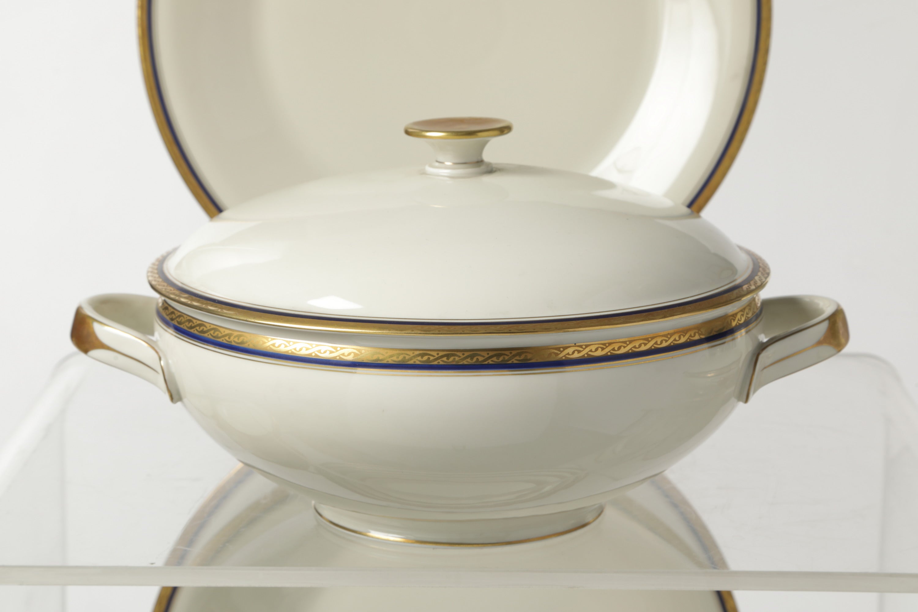 Eschenbach dinner set with blue and gold edge, 1960s