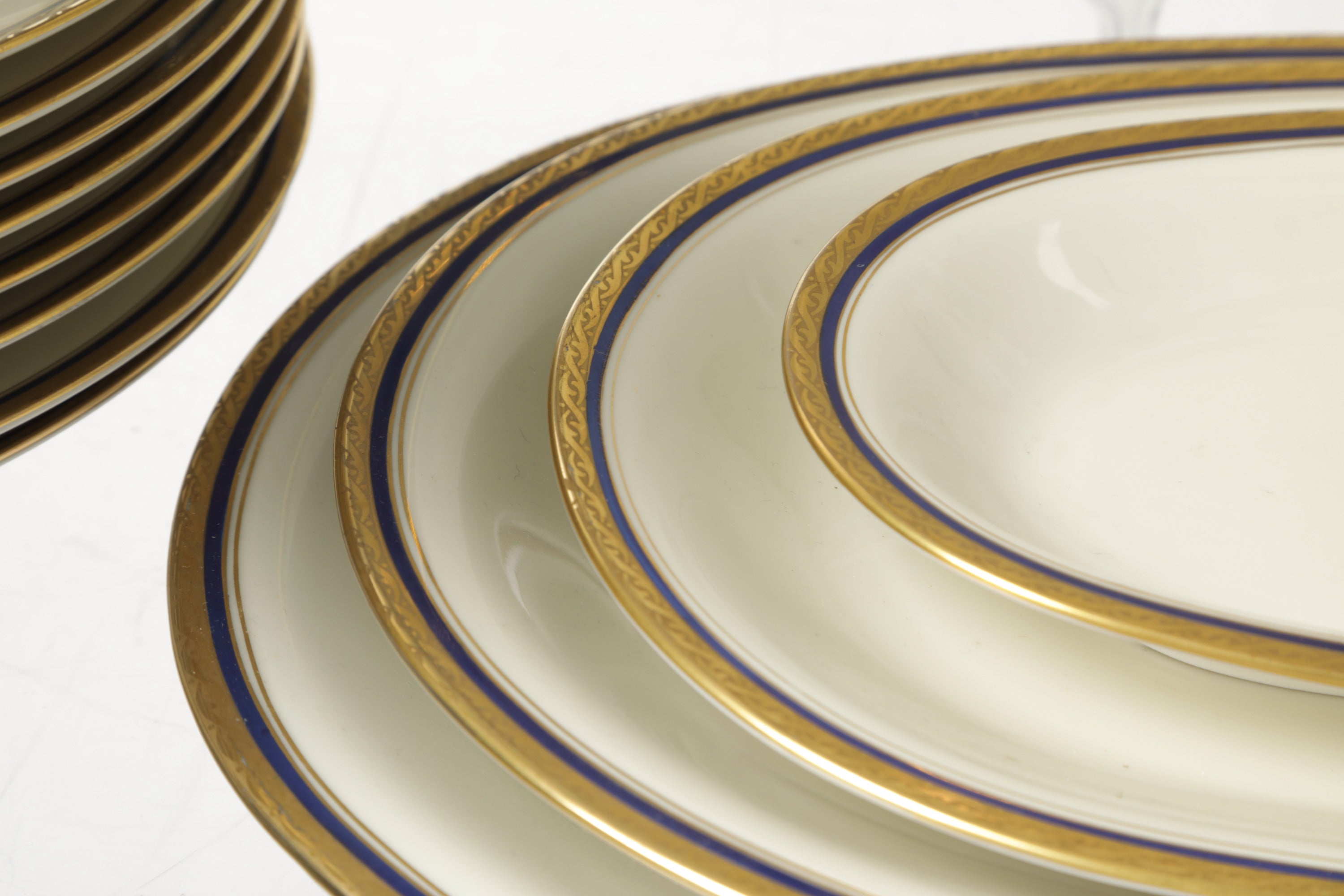 Eschenbach dinner set with blue and gold edge, 1960s
