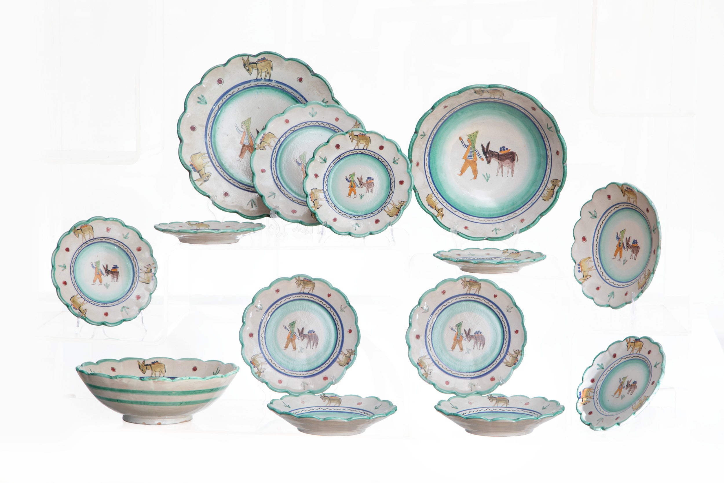 Vietri ceramic plate set from the 1950s by Vincenzo Pinto
