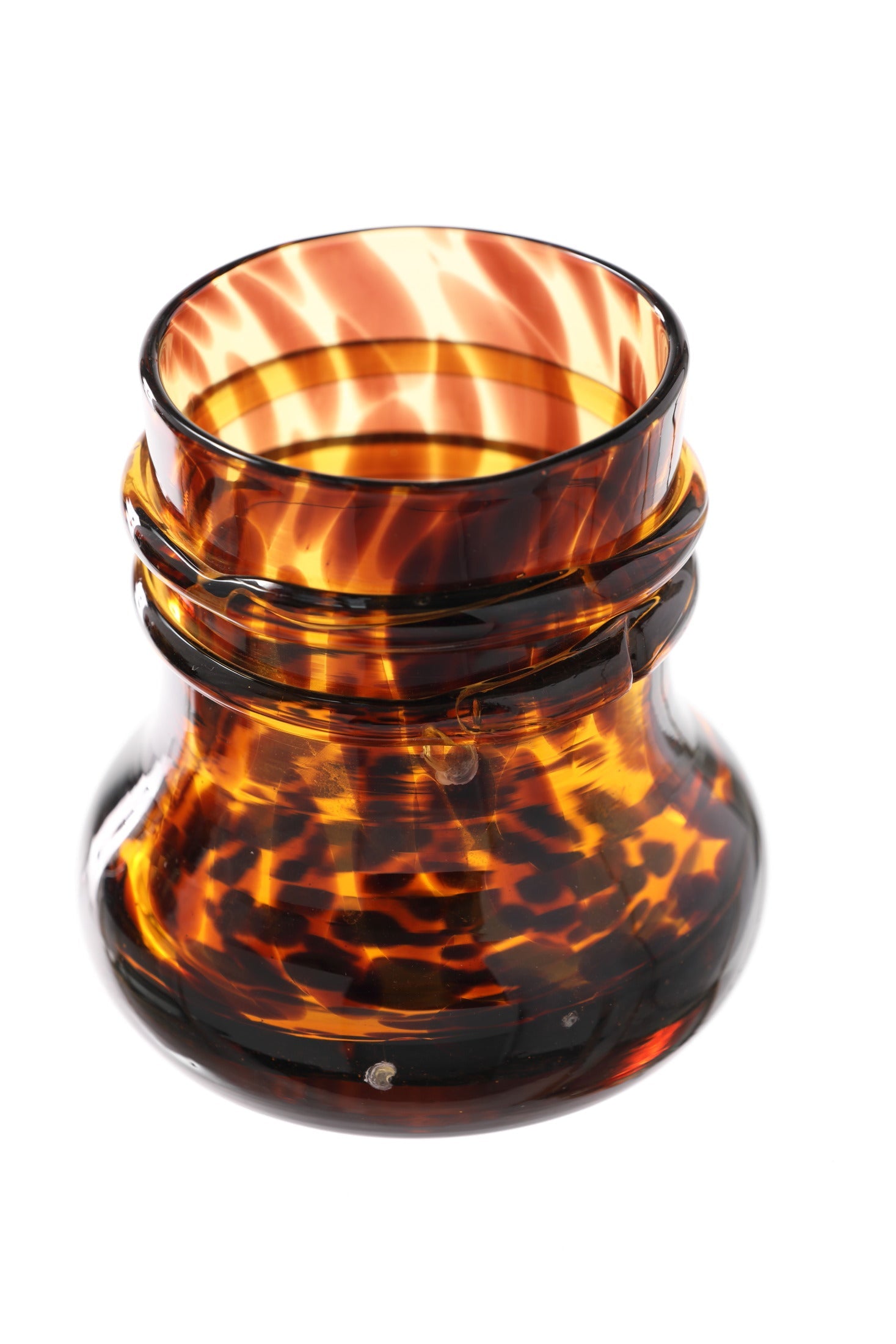 70s spotted glass candle holder set