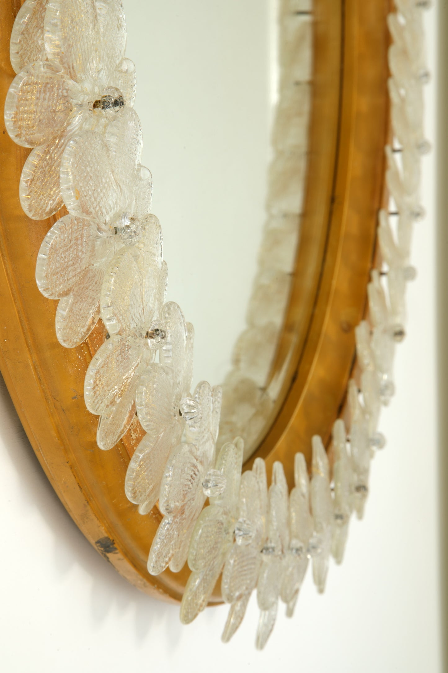 Seguso 1960s Murano glass flower mirror