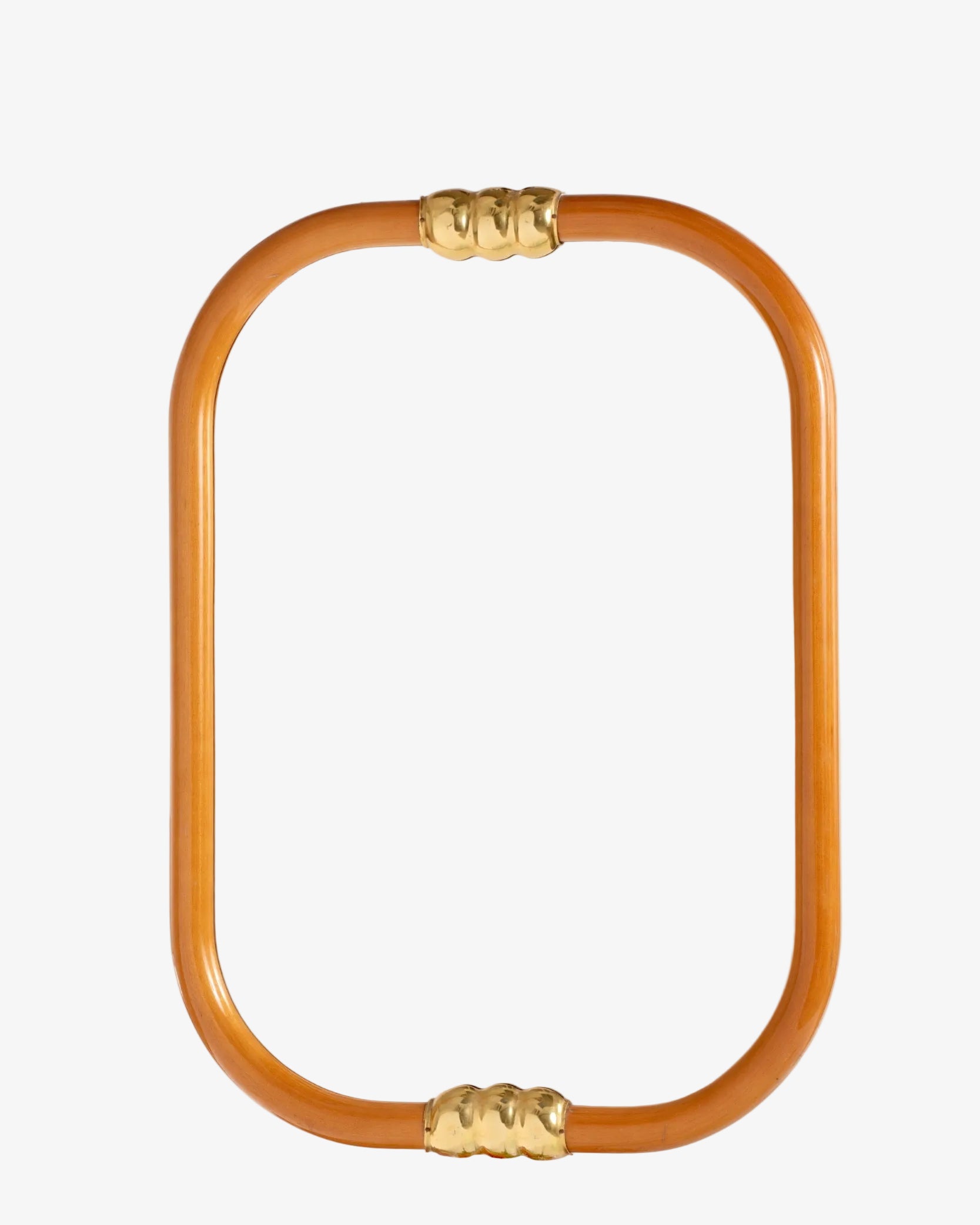 Wooden mirror with brass inserts from the 1950s