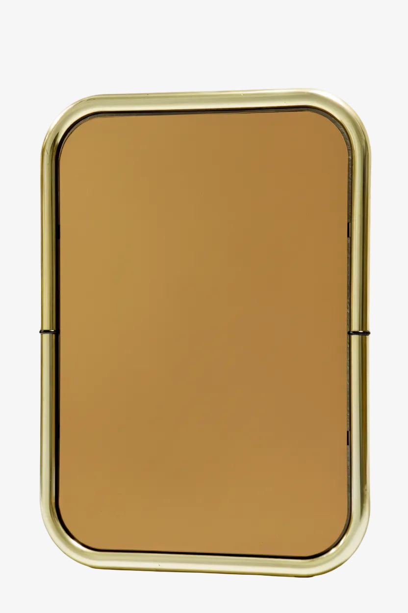 1970s bronzed tubular brass mirror