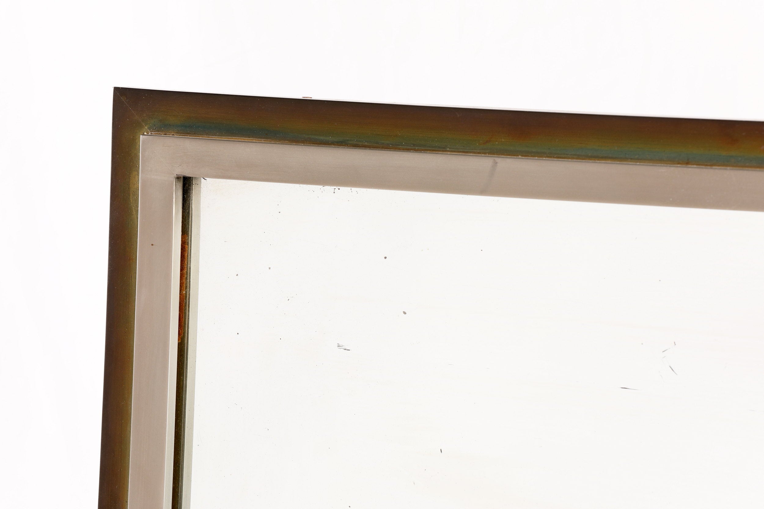 70s mirror fluted frame brass and metal