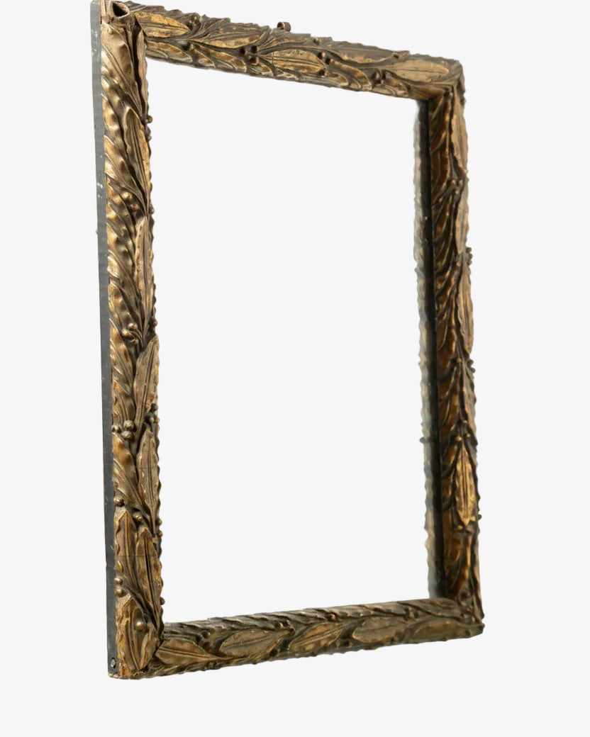 Mirror with golden frame and plaster paste leaves, early 1900s