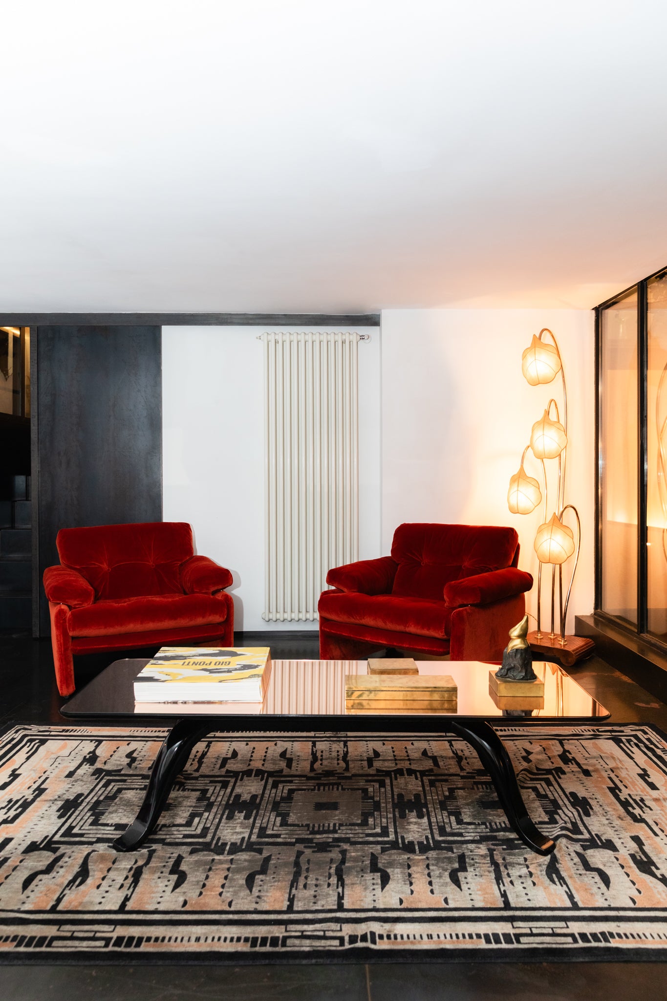Pair of Afra and Tobia Scarpa armchairs, 1970, Coronado model, reinterpreted by triplef