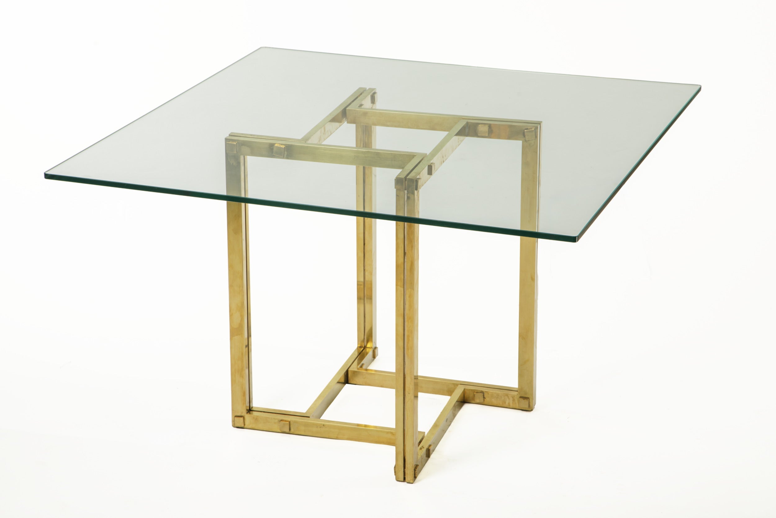 70's brass and glass table