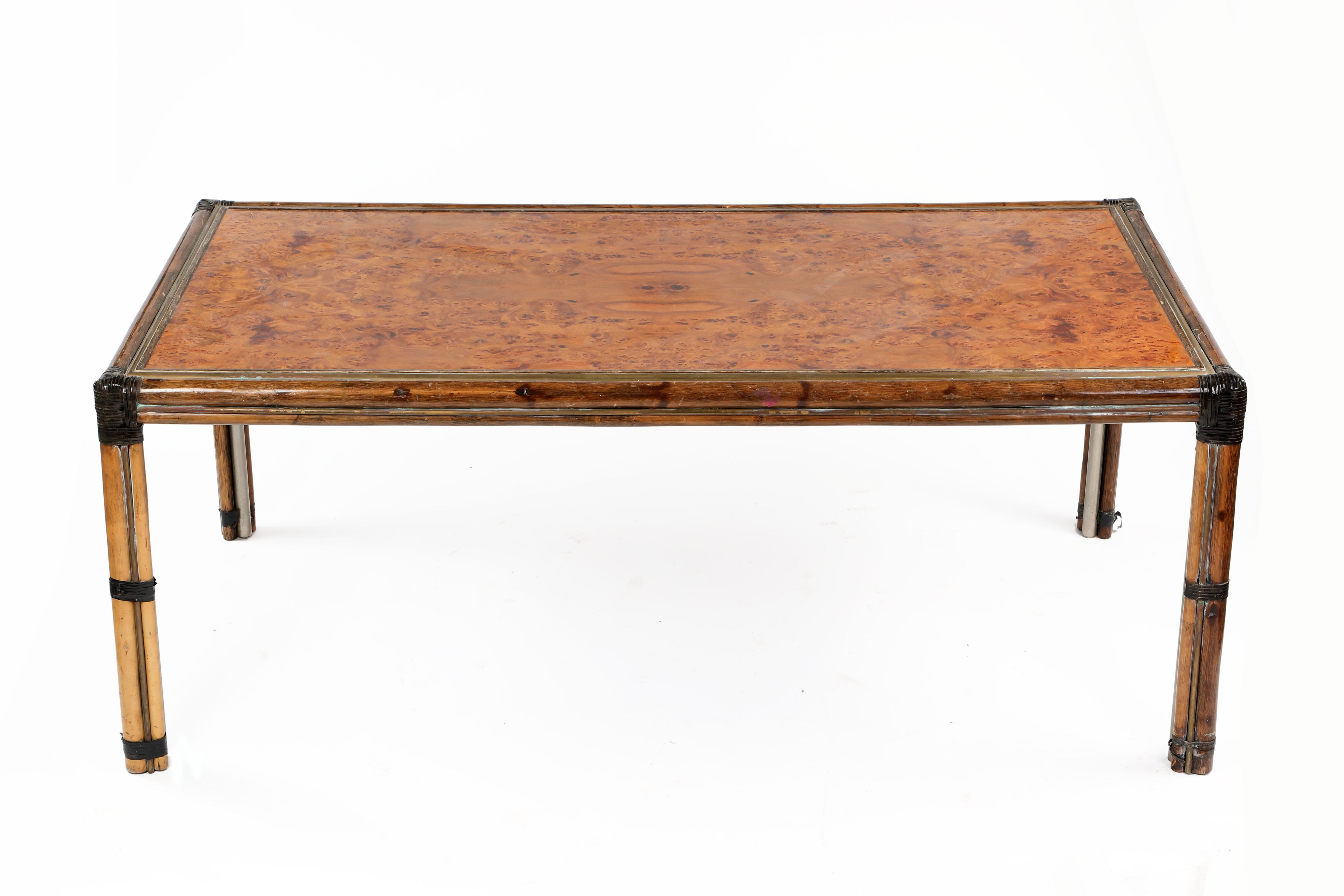 70s briar and bamboo table