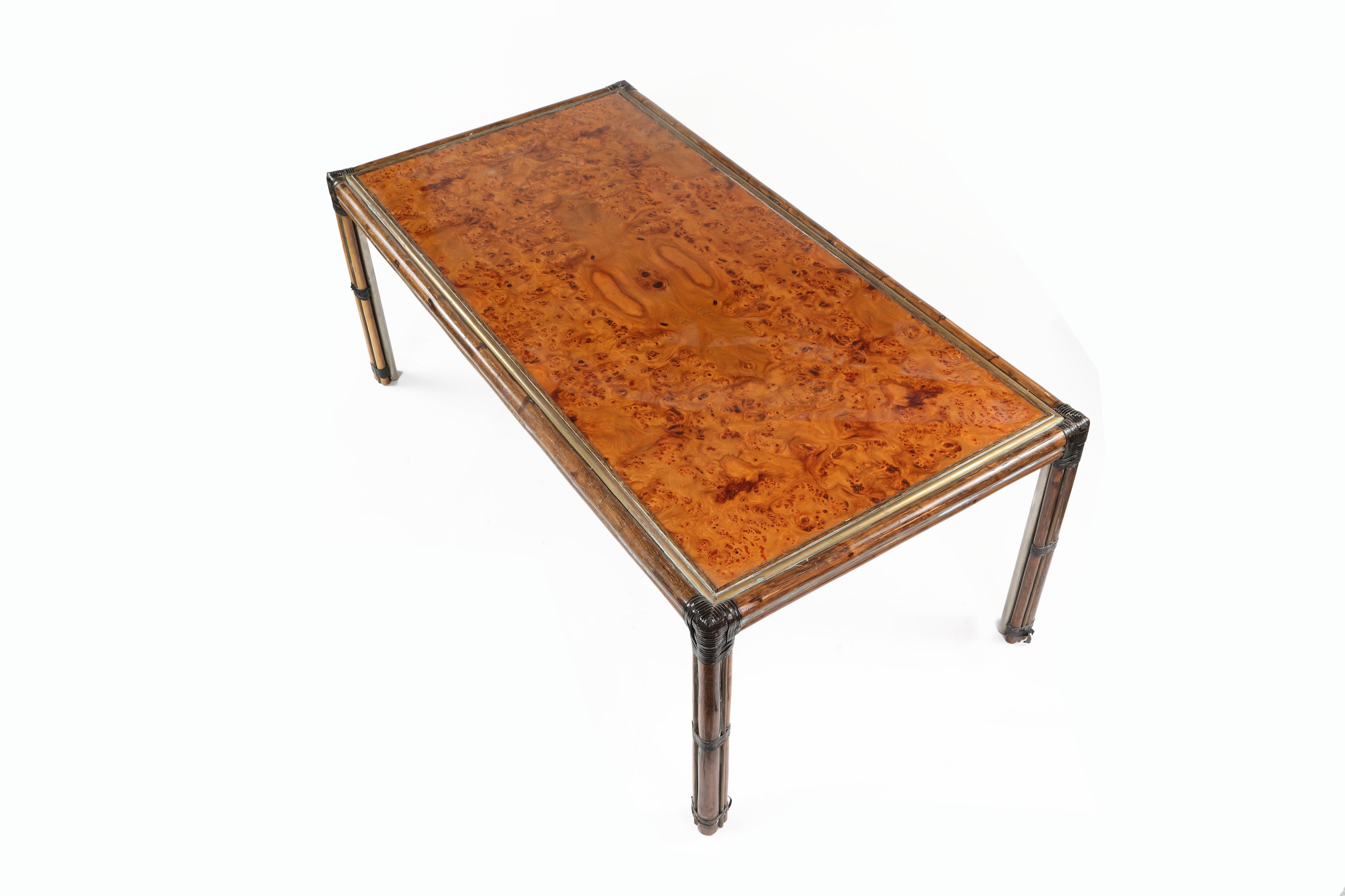 70s briar and bamboo table