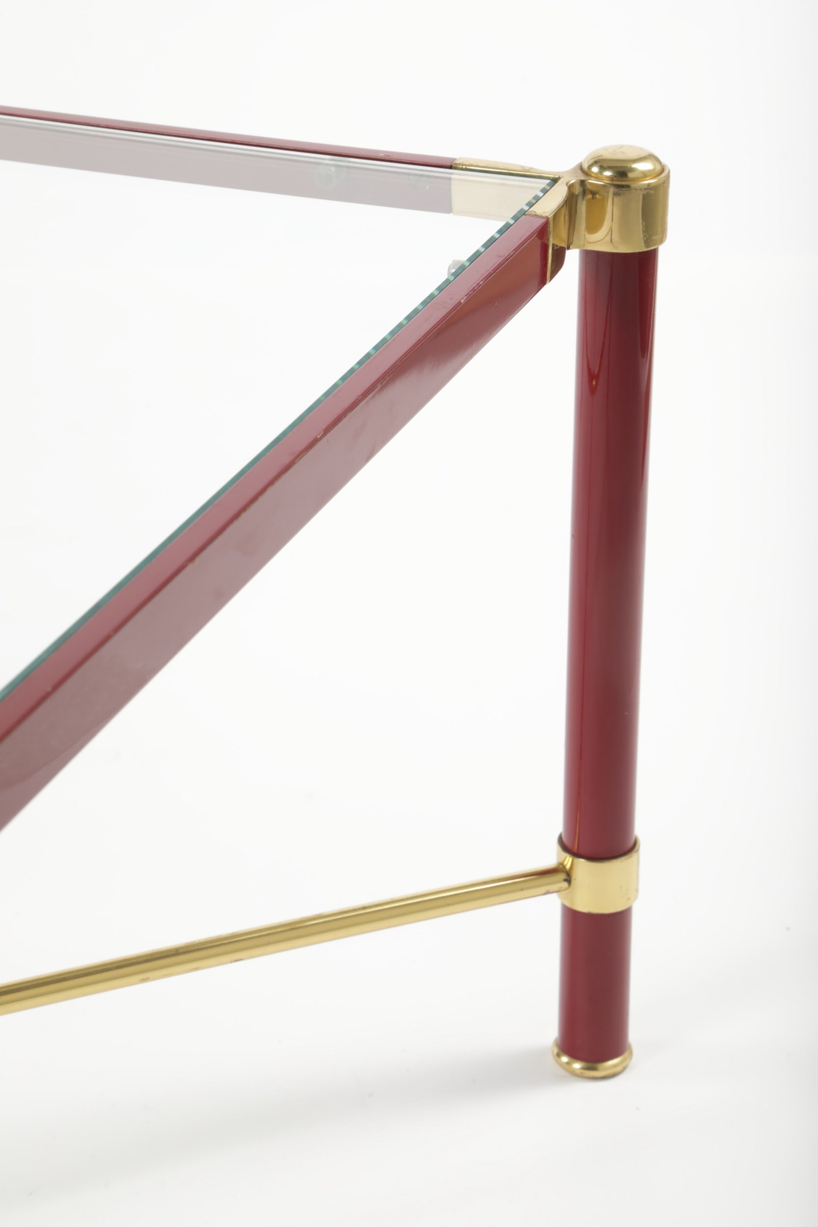 Low square burgundy lacquered table from the 70s