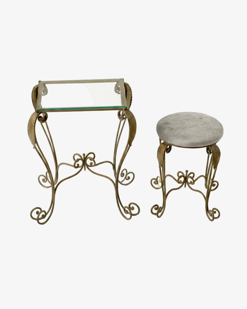 Coffee table with stool from the 1950s attributable to Pierluigi Colli