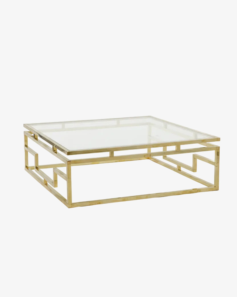 Large square brass coffee table from the 1970s