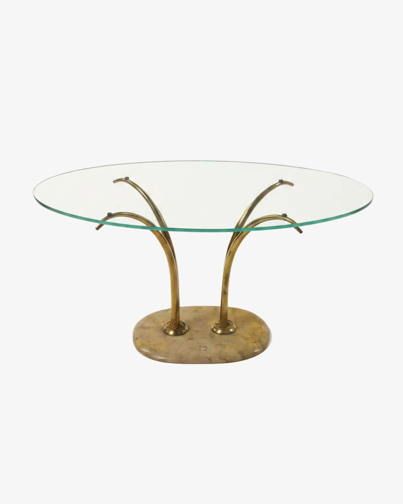1950s brass and marble living room table