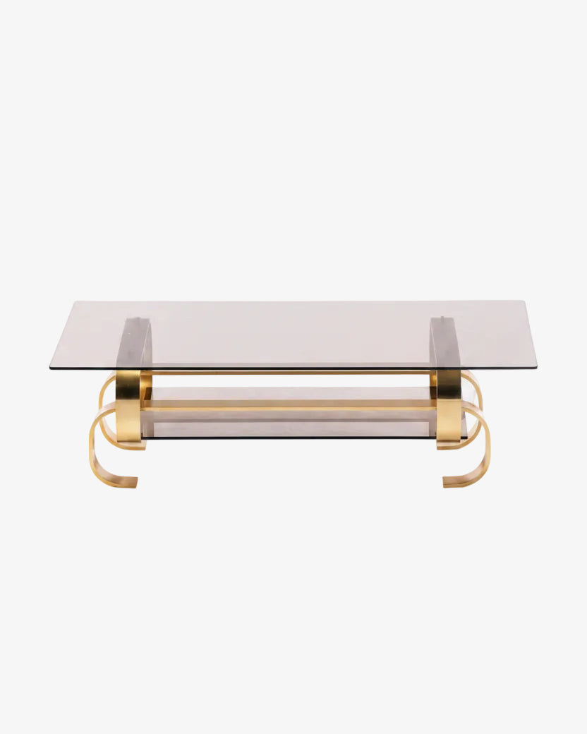 70s living room table with brass chain base
