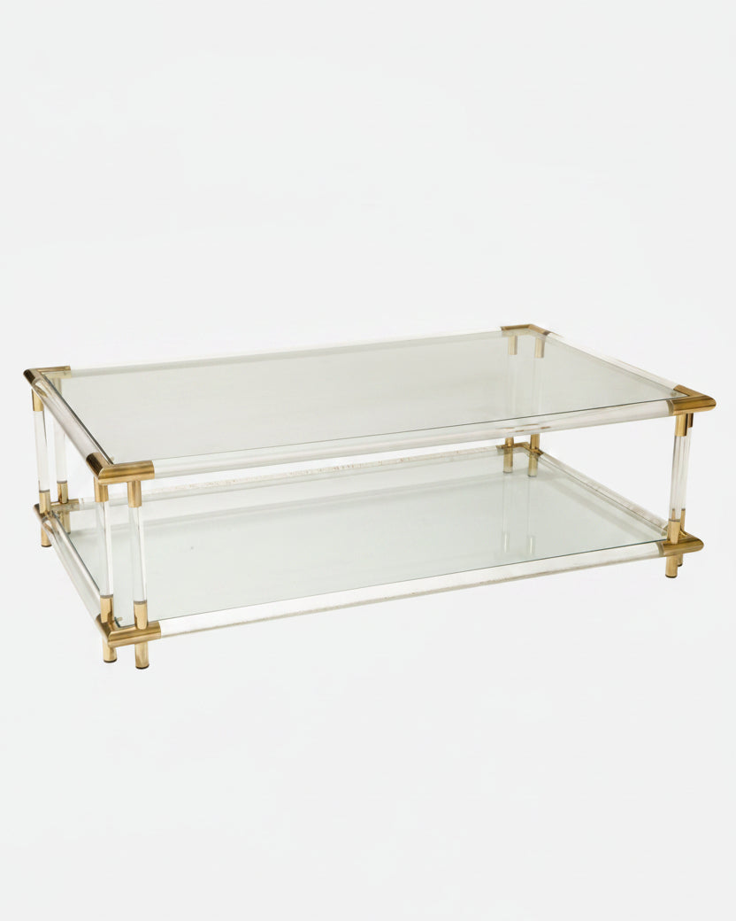 Rectangular plexiglass living room table design 2000