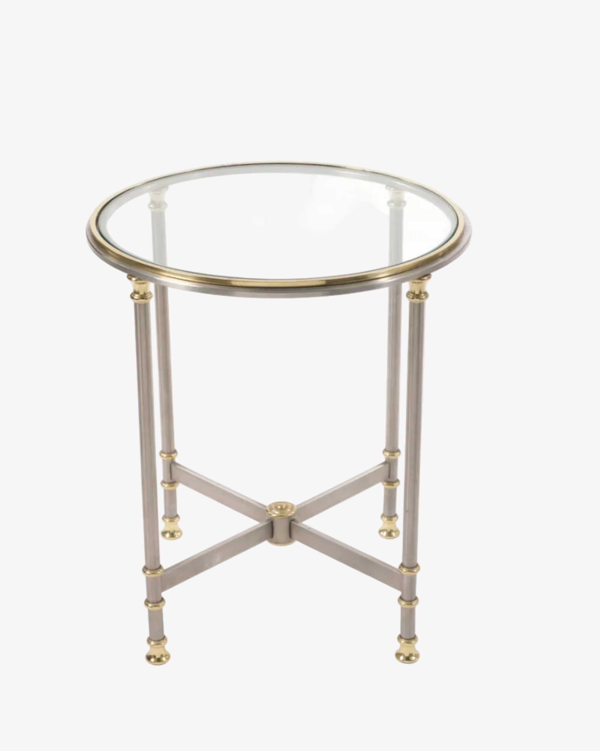 Round table 70s brass and steel