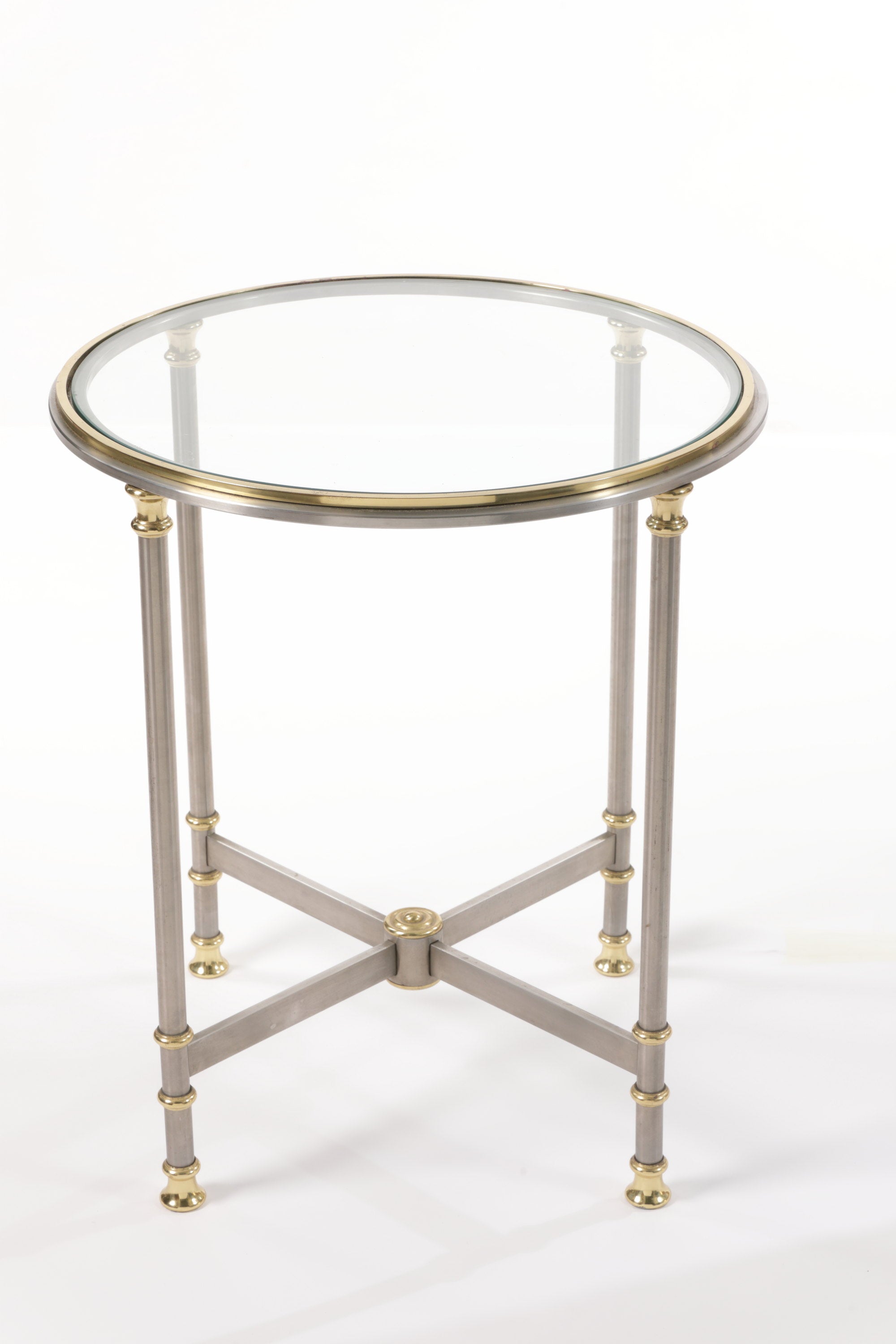 Round table 70s brass and steel