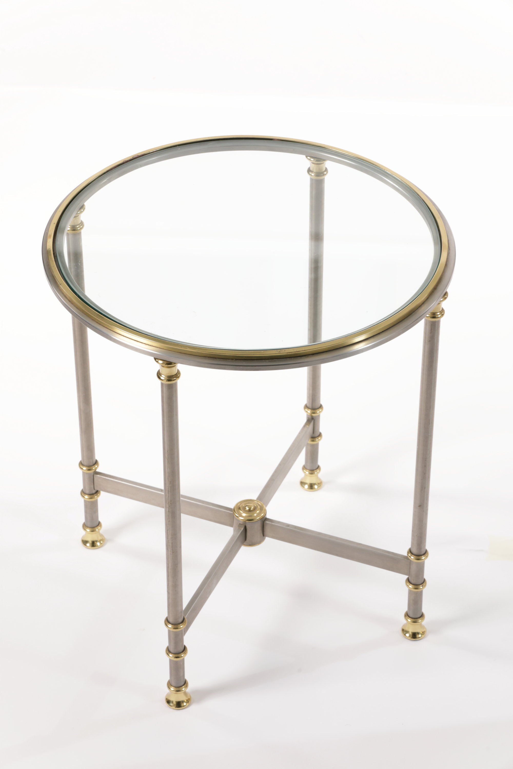 Round table 70s brass and steel