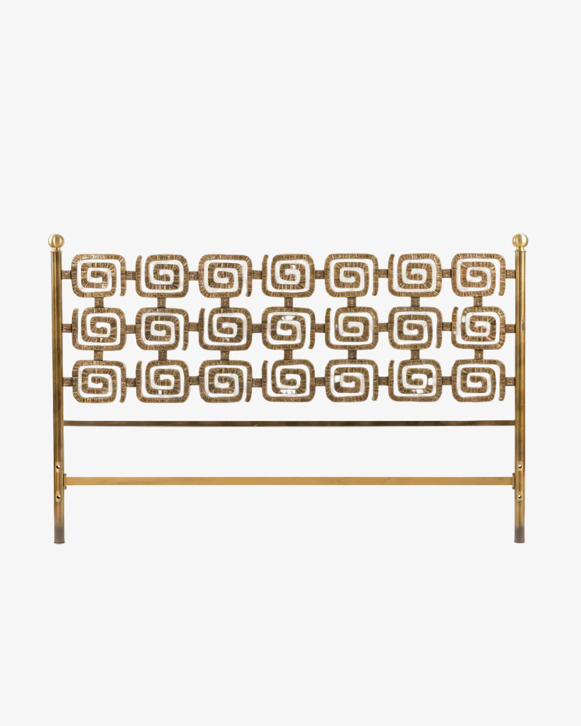 Bronze double bed headboard Luciano Frigerio 70s