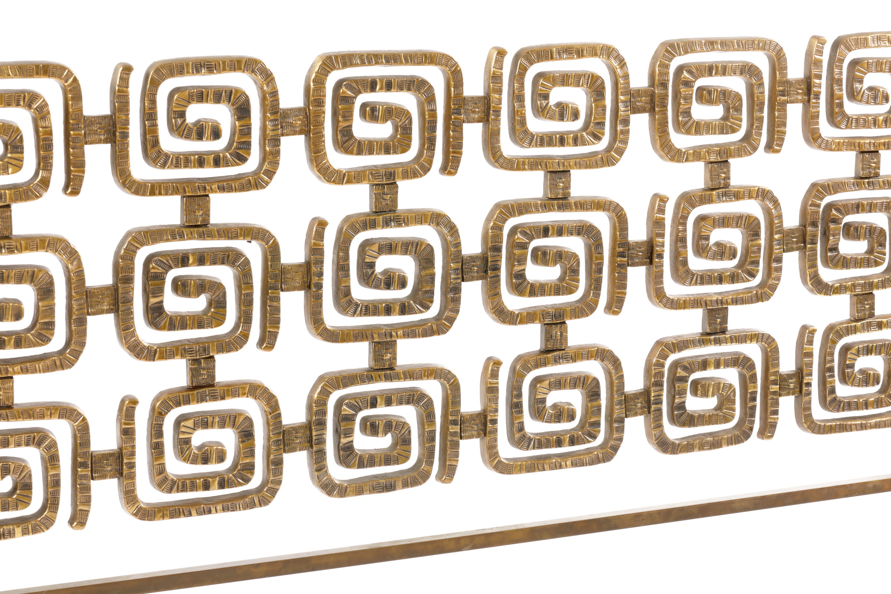 Bronze double bed headboard Luciano Frigerio 70s
