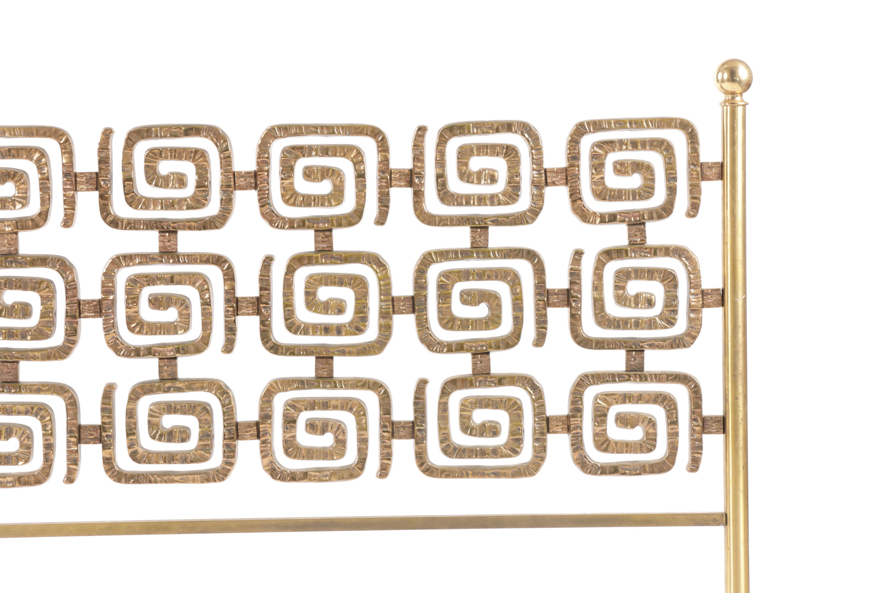 Bronze double bed headboard Luciano Frigerio 70s