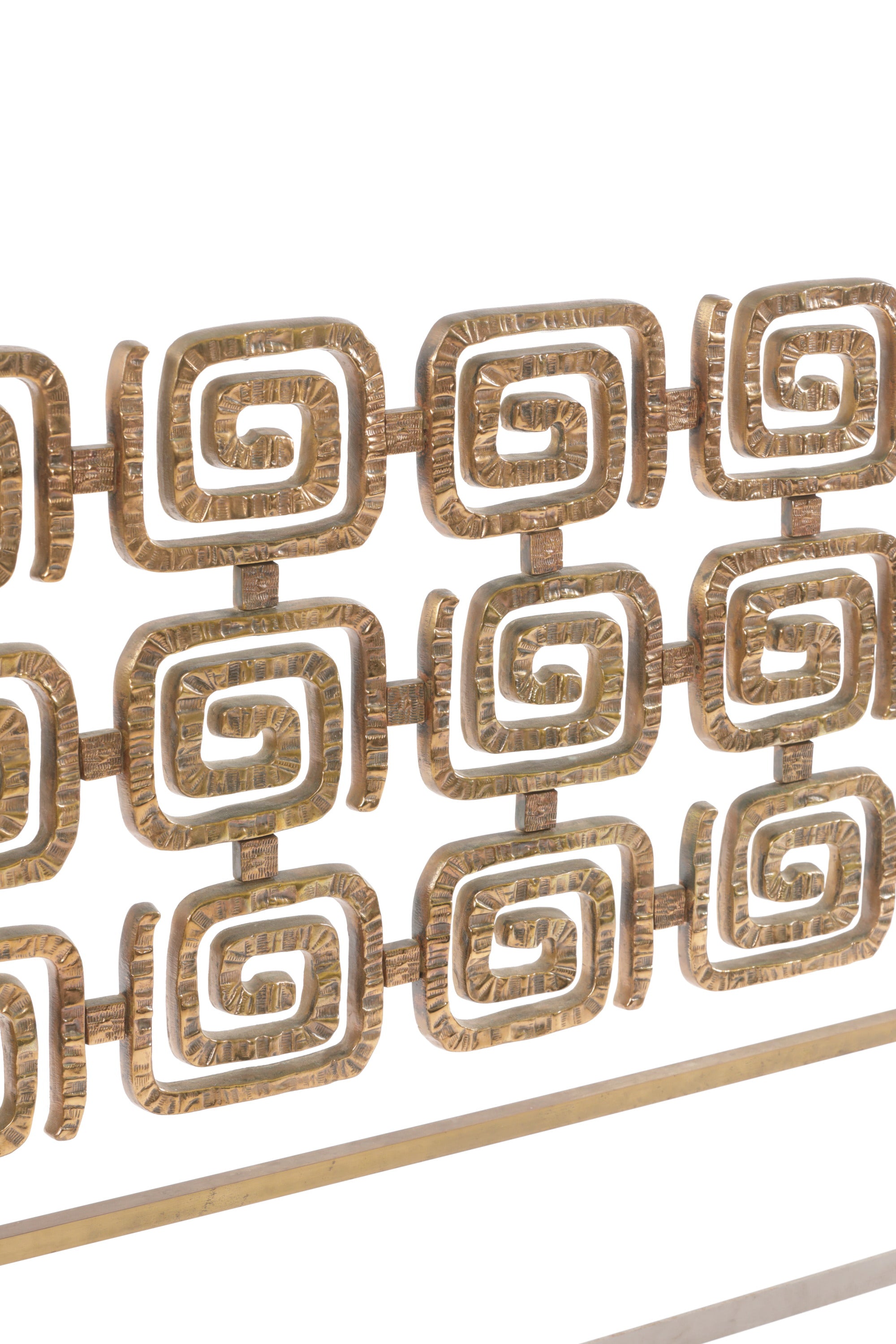 Bronze double bed headboard Luciano Frigerio 70s