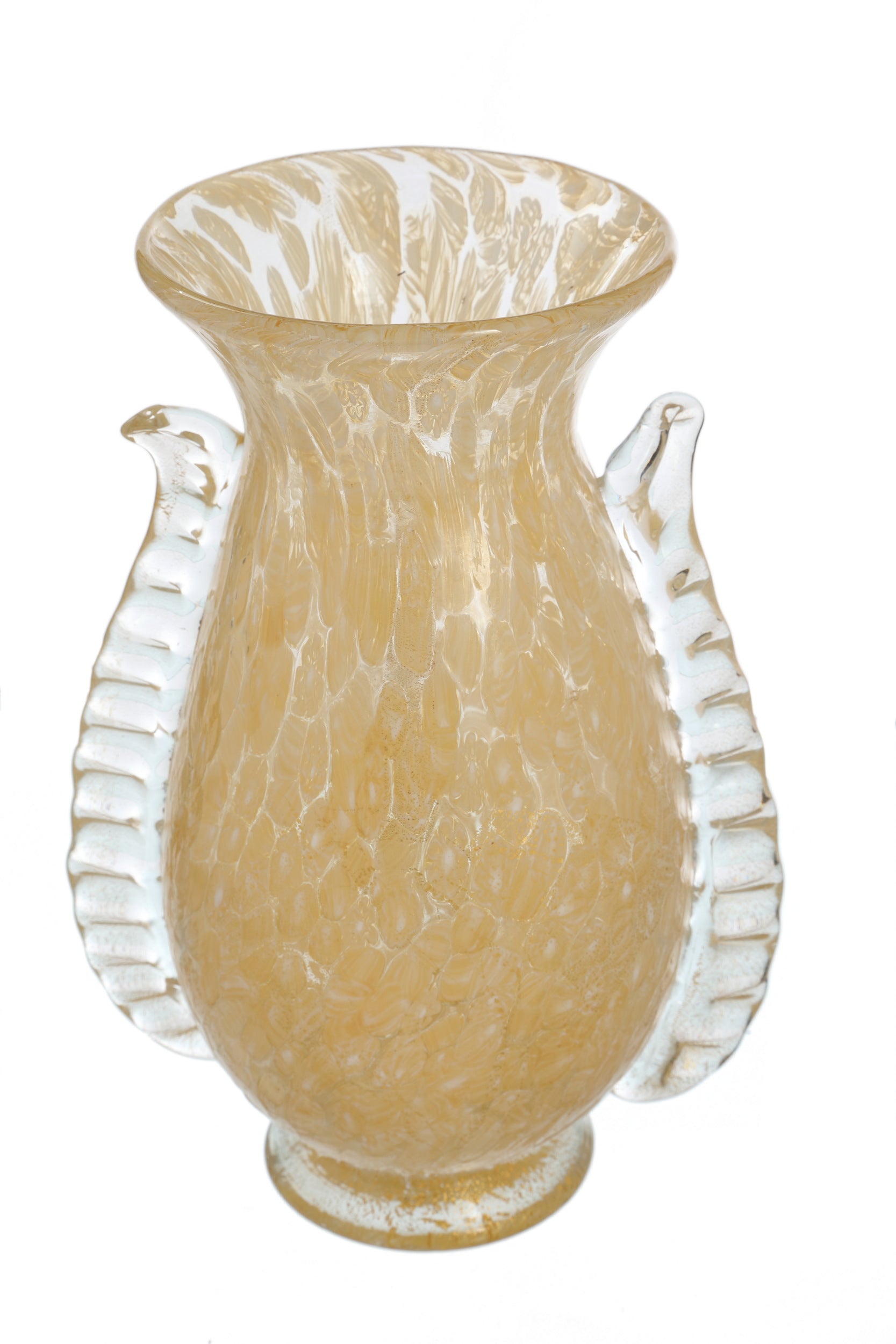 Yellow Murano glass murrine vase from the 1960s